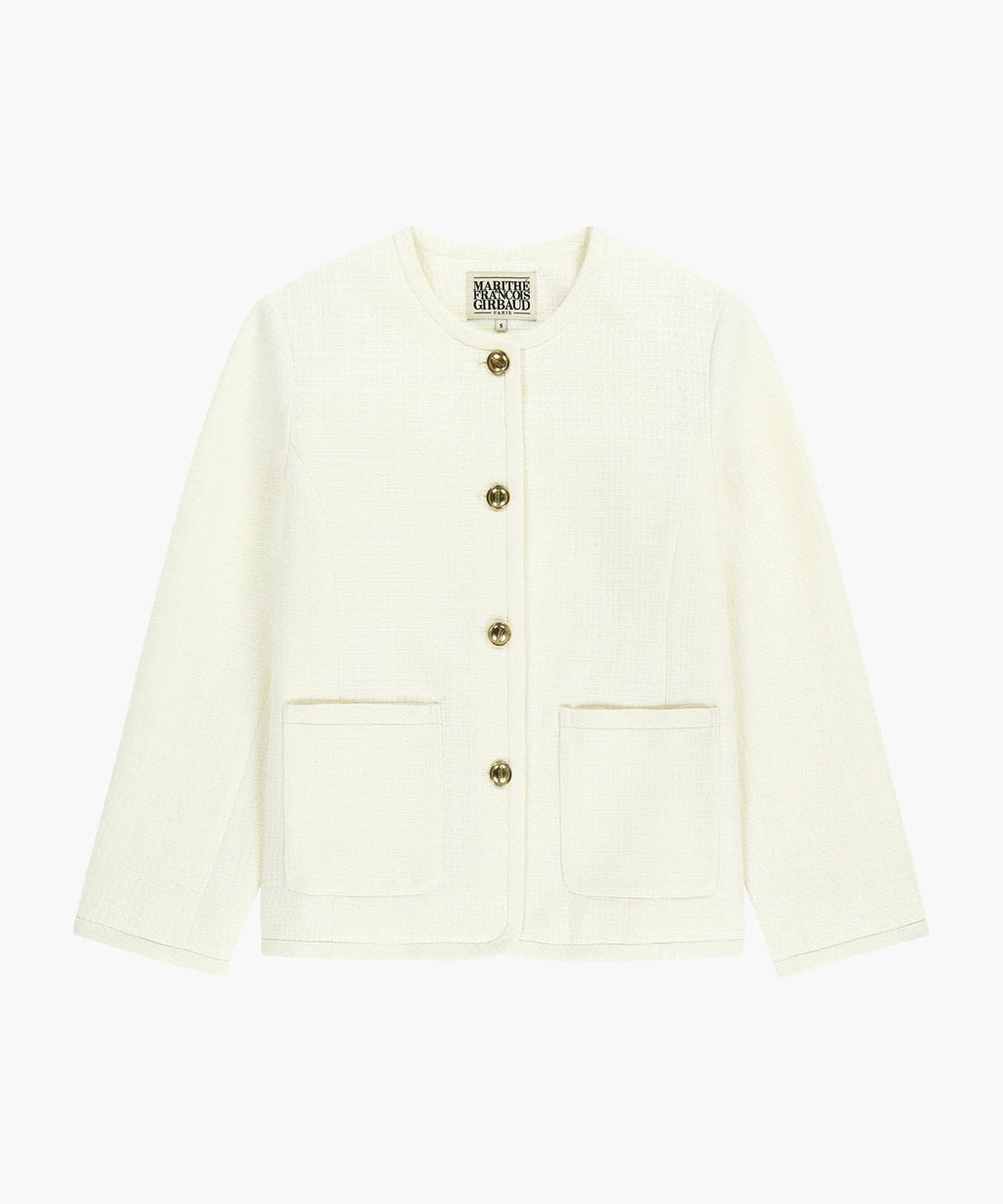 Marithe & Francois Girbaud - Tweed Round Neck Jacket (Ivory) product image 6 | TRAB K-Fashion Australia