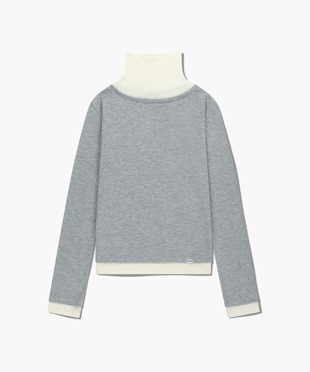 Marithe & Francois Girbaud - Layered Turtle Neck Long Sleeve (Heather Gray) product image 6 | TRAB K-Fashion Australia
