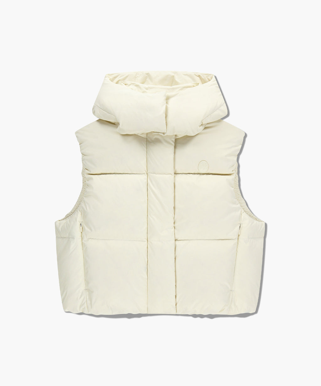 Marithe & Francois Girbaud - Circle Logo Crop Hooded Down Vest (Ivory) product image 6 | TRAB K-Fashion Australia