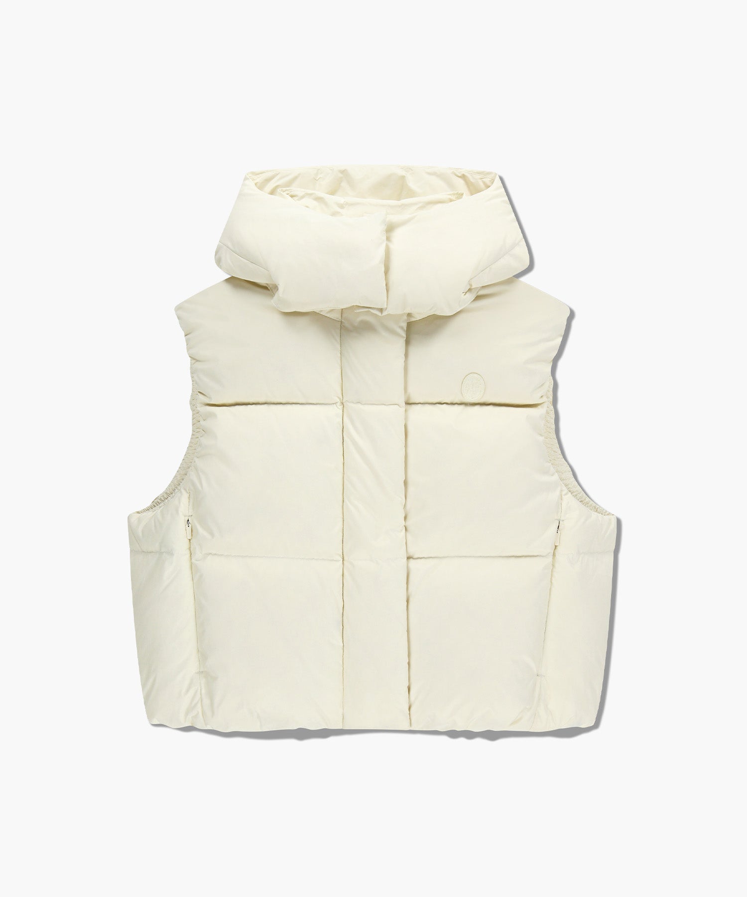 Marithe & Francois Girbaud - Circle Logo Crop Hooded Down Vest (Ivory) product image 6 | TRAB K-Fashion Australia