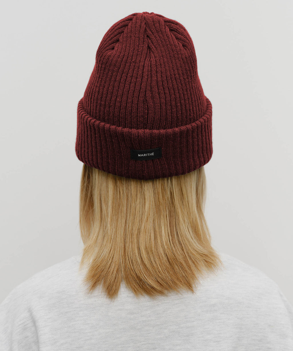 Marithe & Francois Girbaud - Doodle Bear Beanie (Burgundy) product image 6 | TRAB K-Fashion Australia