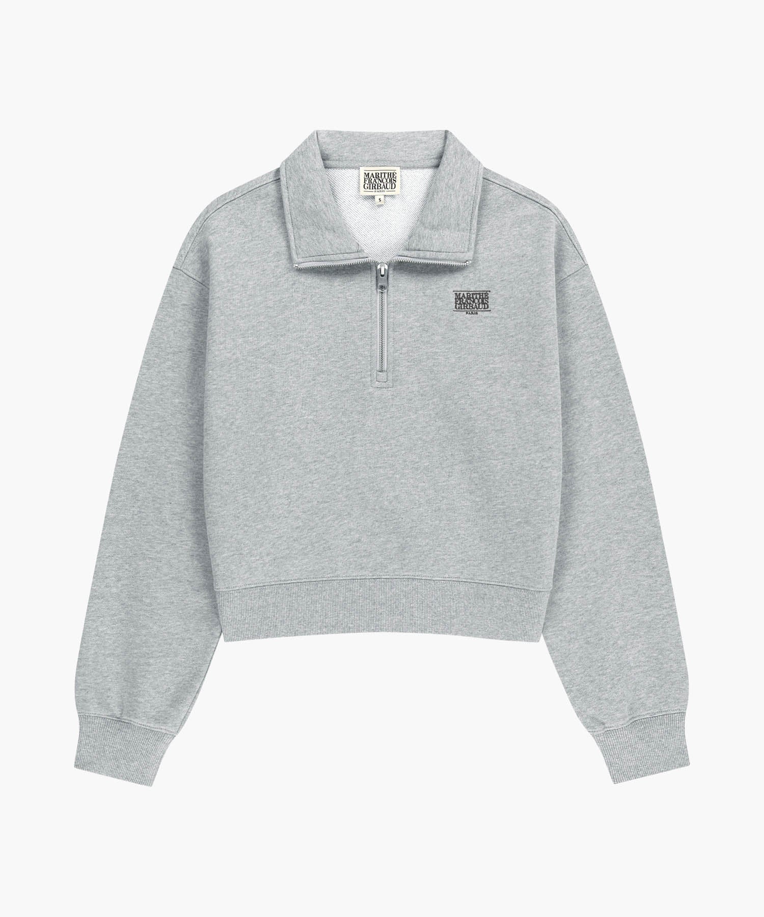 Marithe & Francois Girbaud - Small Classic Logo Half Zipup Crop Sweatshirt (Heather Gray) product image 6 | TRAB K-Fashion Australia