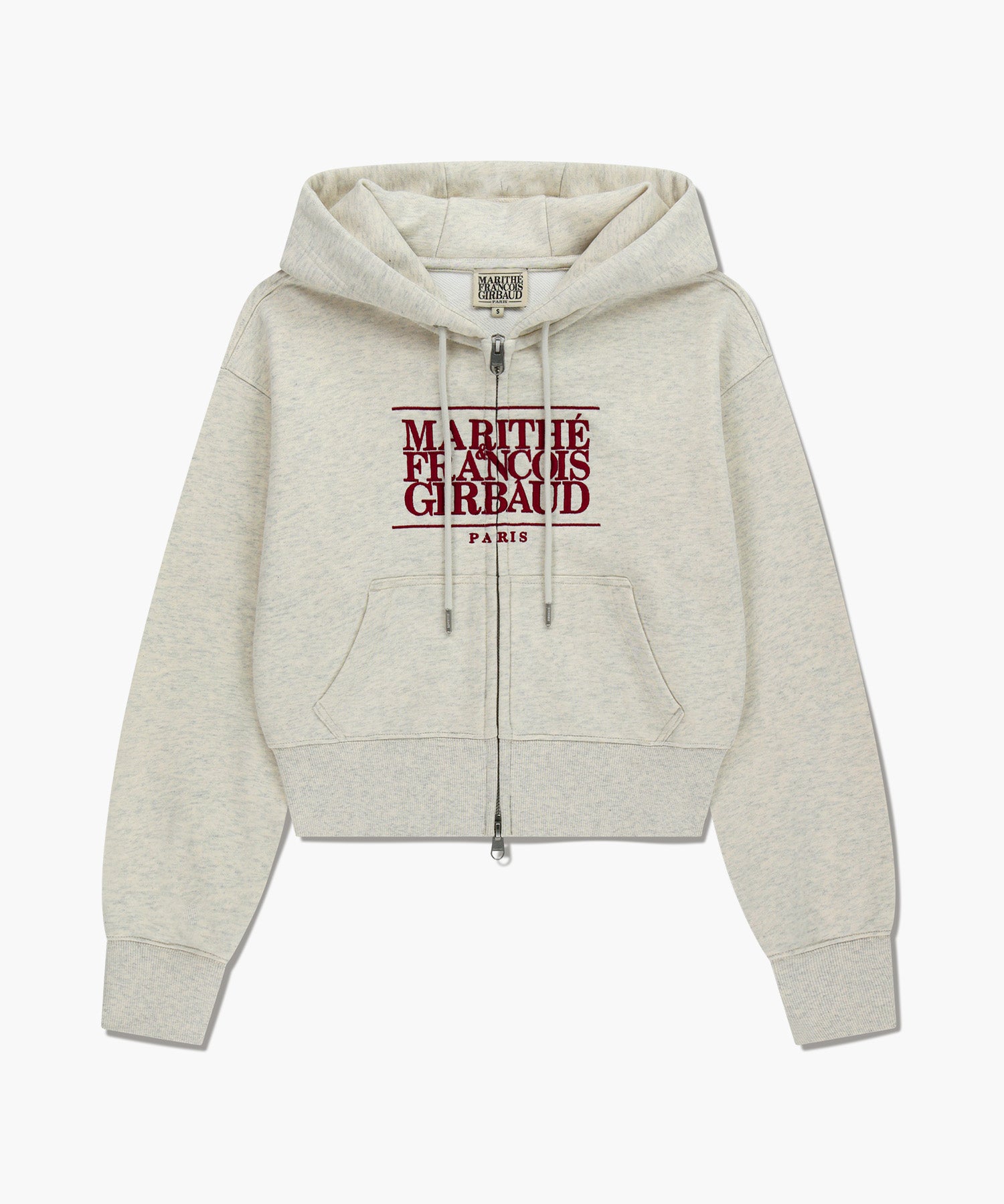 Marithe & Francois Girbaud - Embroidery Classic Logo Crop Hoodie Zipup (Oatmeal) product image 6 | TRAB K-Fashion Australia