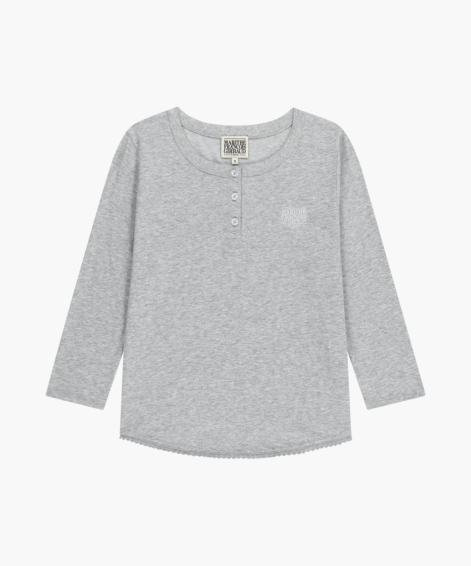 Marithe & Francois Girbaud - Small Classic Logo Henley Neck 3/4 Sleeve Tee (Heather Gray) product image 6 | TRAB K-Fashion Australia