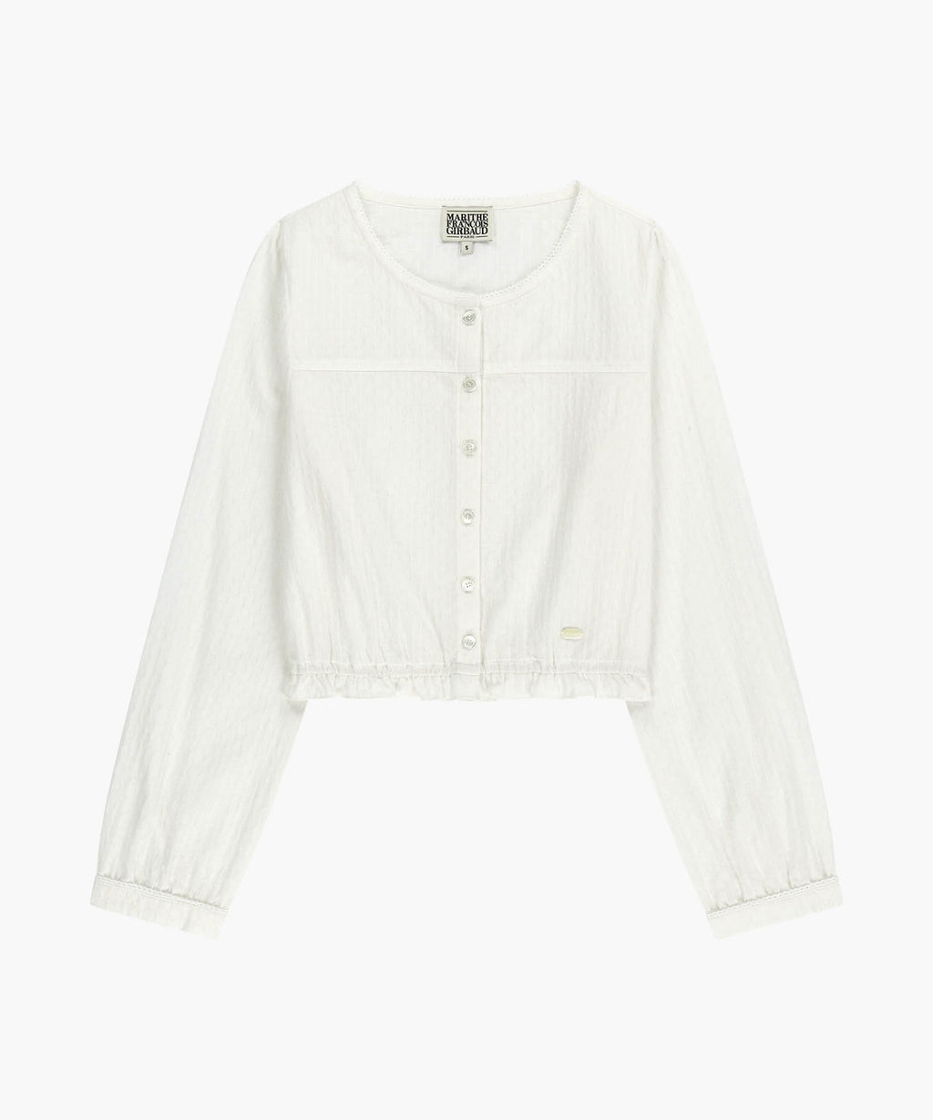 Marithe & Francois Girbaud - Lace Shirring Crop Blouse (White) product image 6 | TRAB K-Fashion Australia