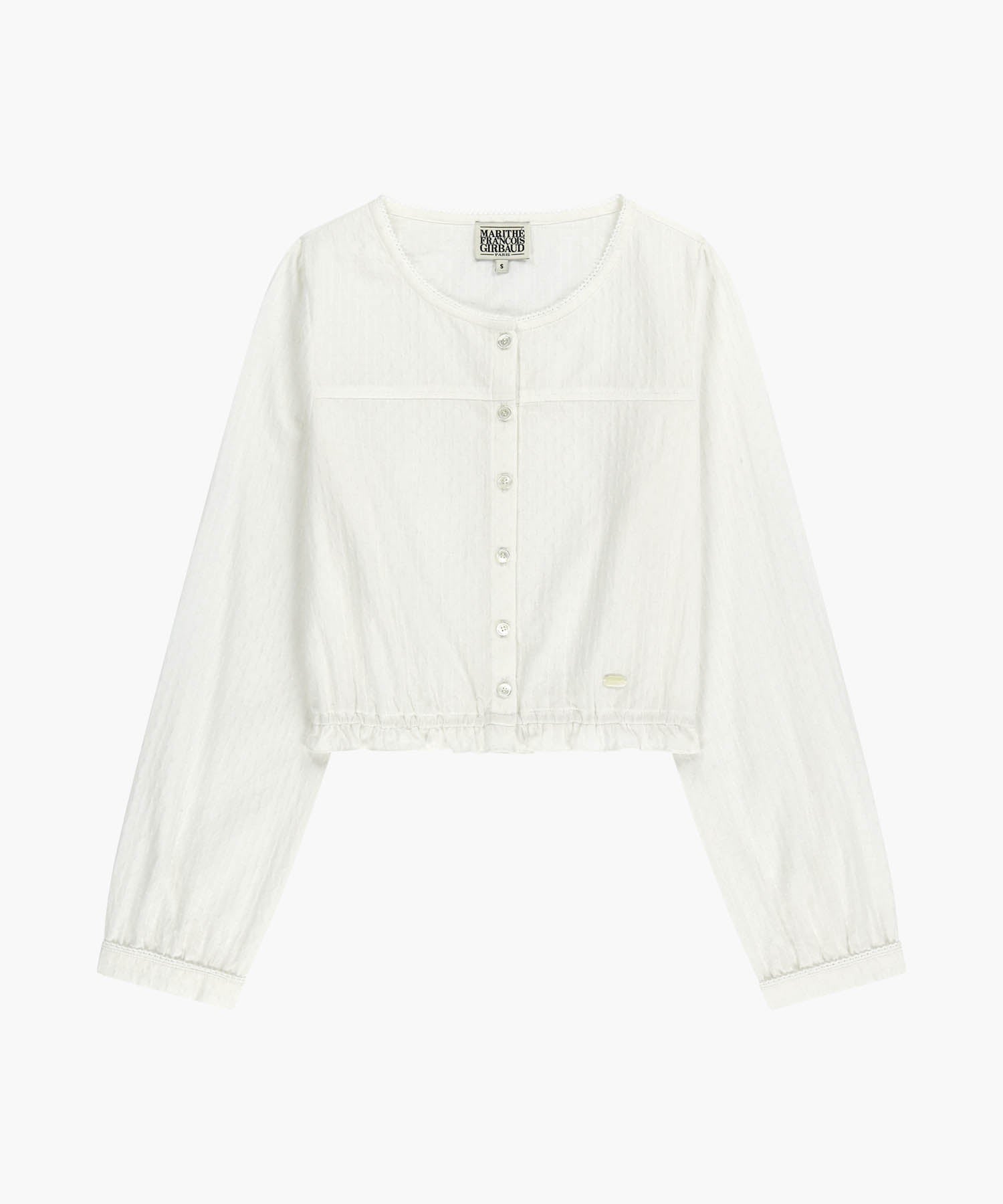 Marithe & Francois Girbaud - Lace Shirring Crop Blouse (White) product image 6 | TRAB K-Fashion Australia