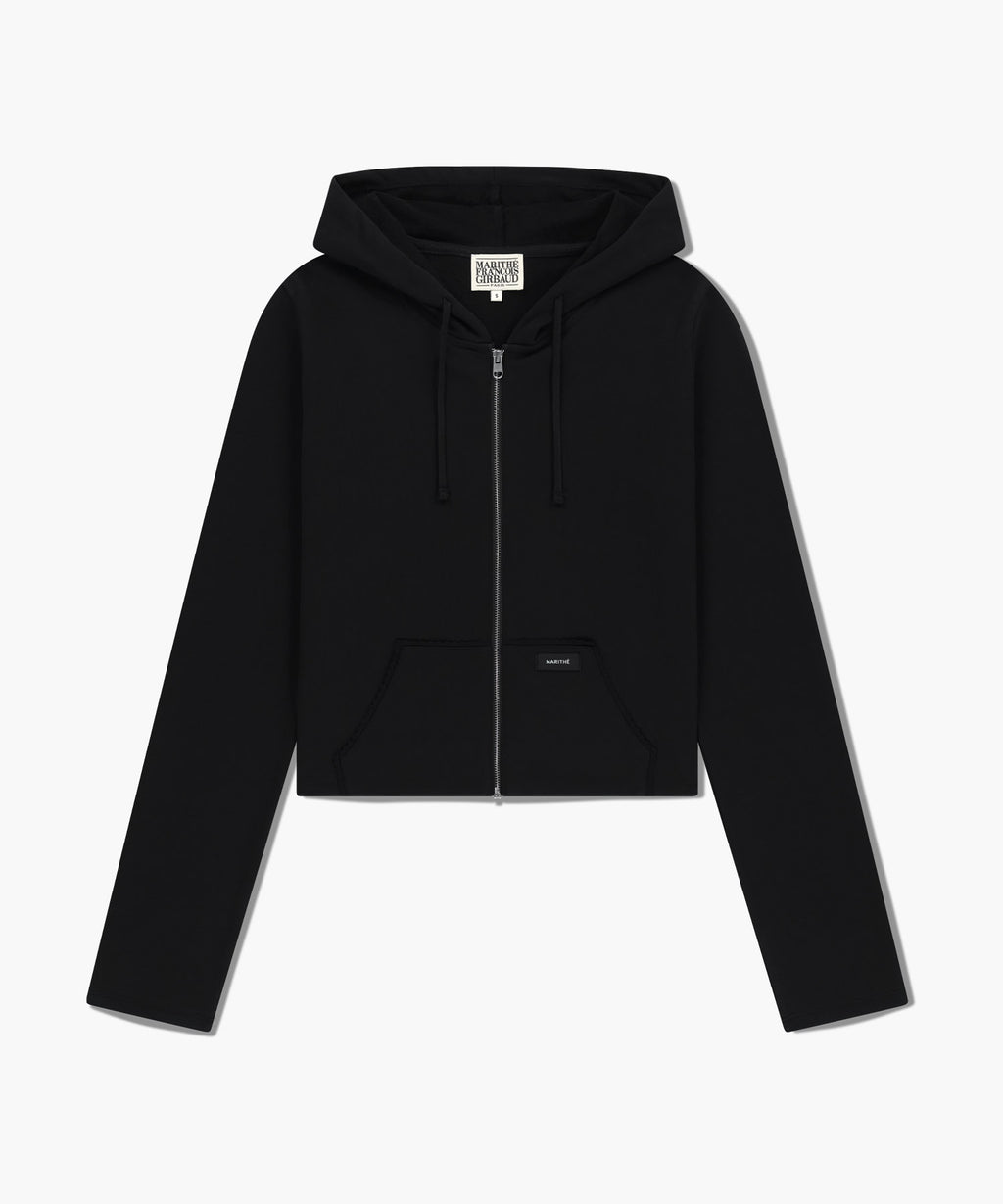 Marithe & Francois Girbaud - Slim Fit Crop Hoodie Zipup (Black) product image 6 | TRAB K-Fashion Australia