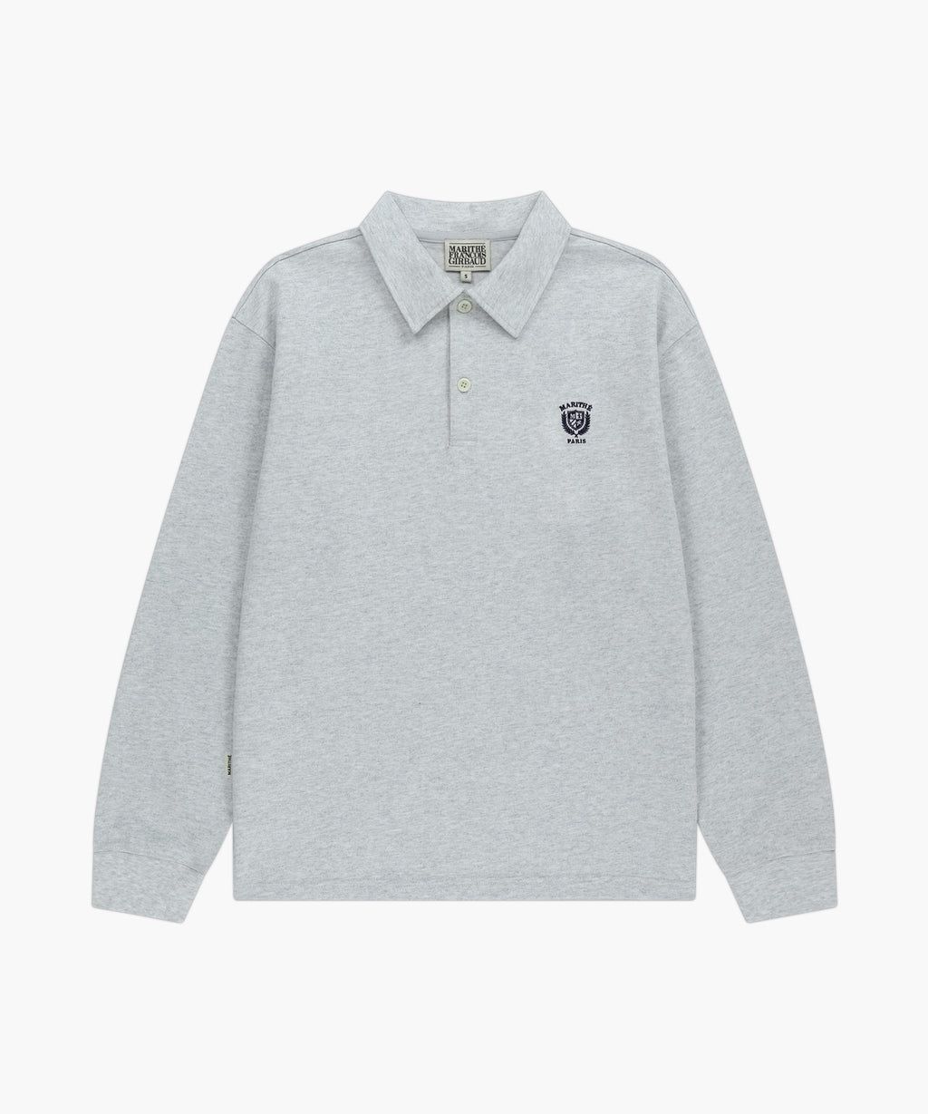 Marithe & Francois Girbaud - Crest Logo Jersey Polo Long Sleeve (Light Heather Gray) product image 6 | TRAB K-Fashion Australia