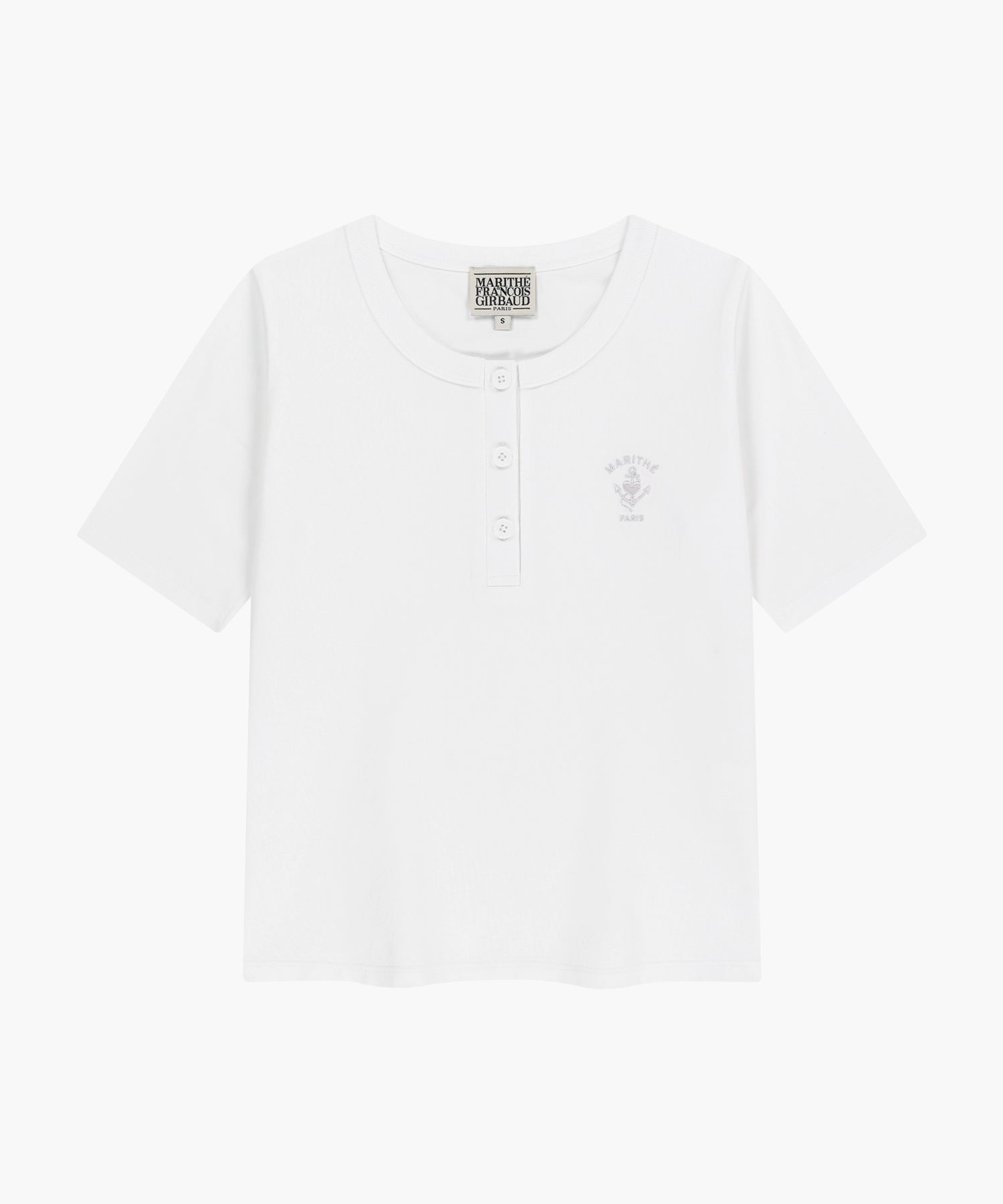 Marithe & Francois Girbaud - Stripe Henley Neck Tee (White) product image 6 | TRAB K-Fashion Australia