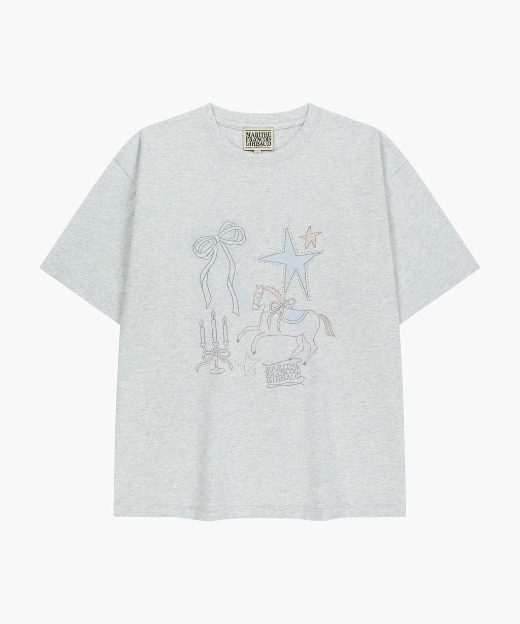 Marithe & Francois Girbaud - Unicorn Graphic Oversized Tee (Light Heather Gray) product image 6 | TRAB K-Fashion Australia