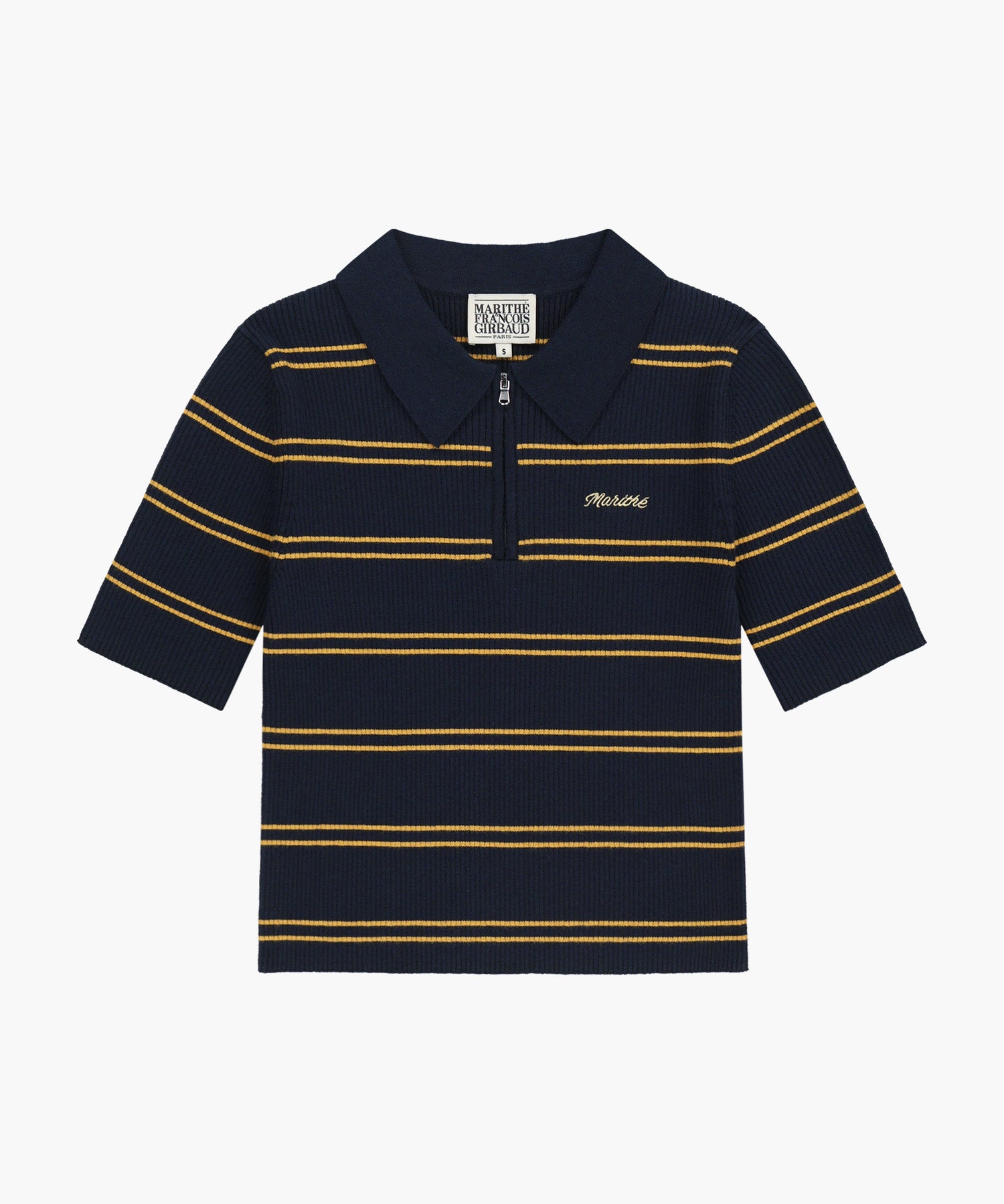 Marithe & Francois Girbaud - Stripe Half Zip Up Slim Knit (Navy) product image 6 | TRAB K-Fashion Australia