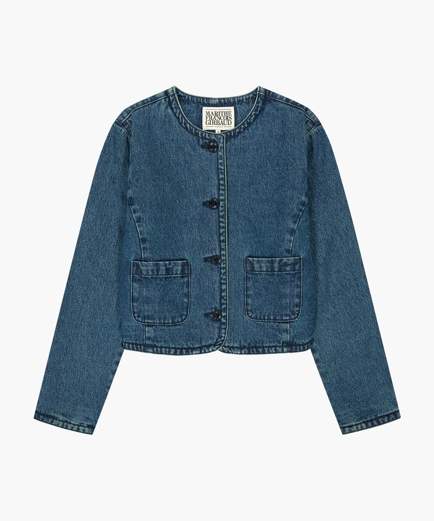 Marithe & Francois Girbaud - Round Neck Denim Jacket (Dark Blue) product image 6 | TRAB K-Fashion Australia