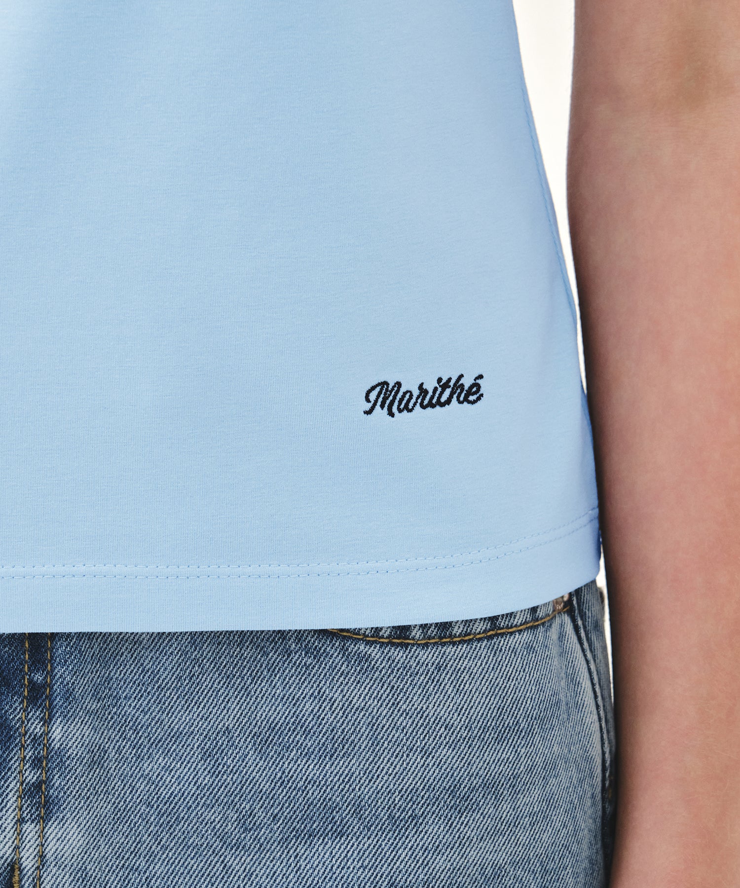 Marithe & Francois Girbaud - Small Classic Logo One Shoulder Layered Tee (Sky Blue) product image 6 | TRAB K-Fashion Australia