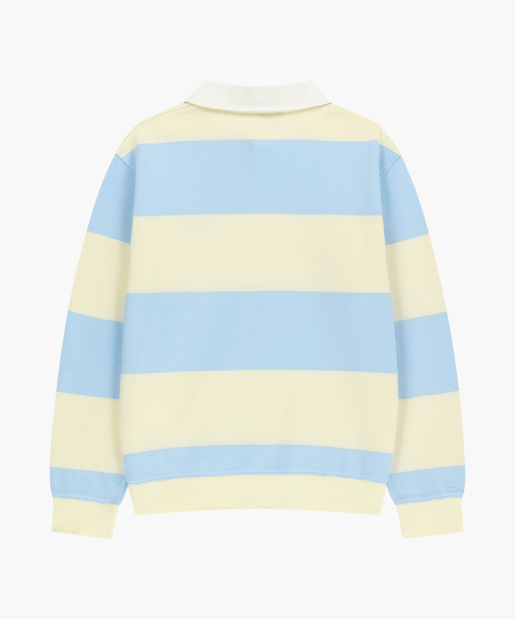Marithe & Francois Girbaud - Small Classic Logo Rugby Stripe Sweatshirt (Sky Blue) product image 6 | TRAB K-Fashion Australia