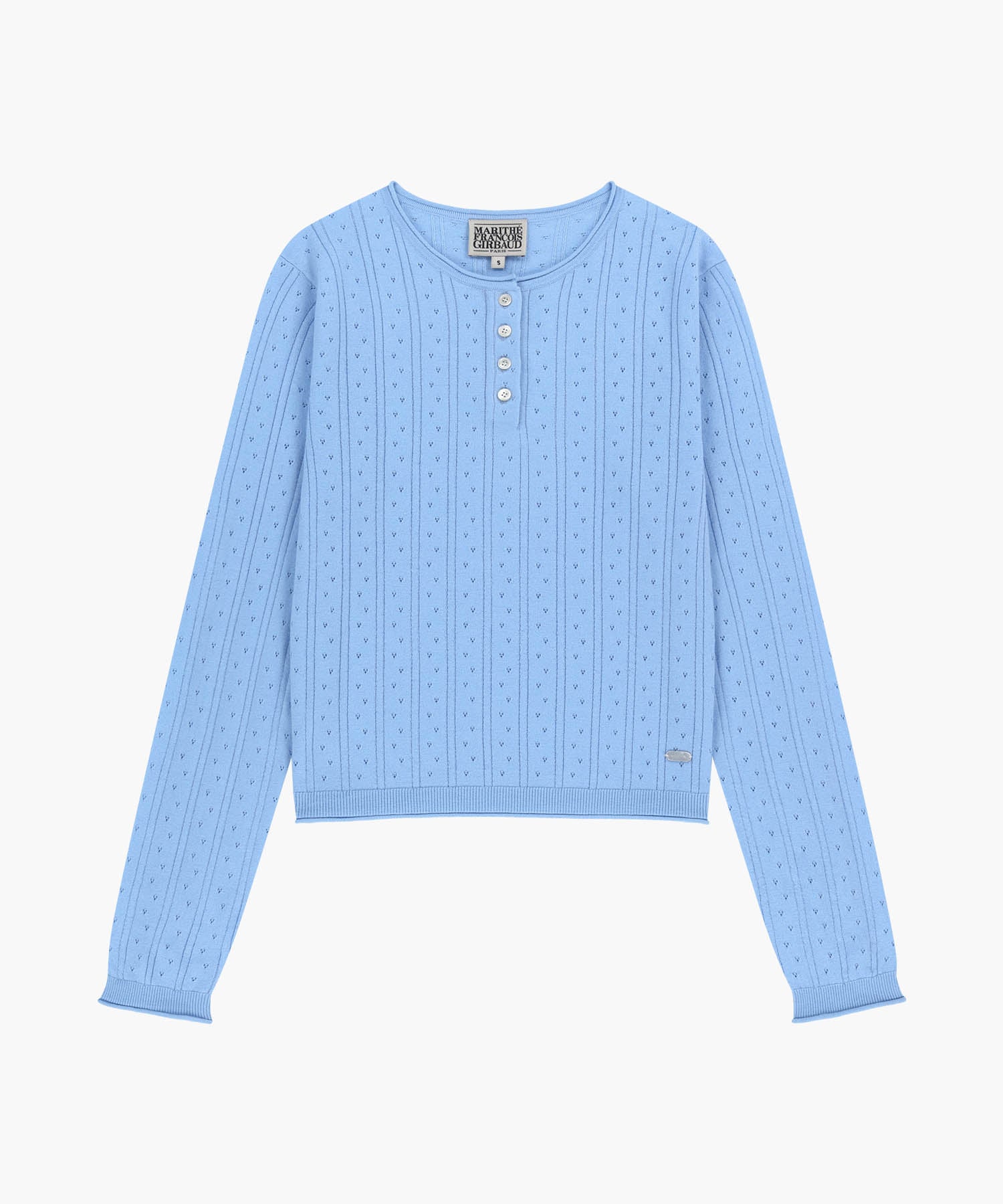 Marithe & Francois Girbaud - Crochet Half Button Knit (Sky Blue) product image 6 | TRAB K-Fashion Australia