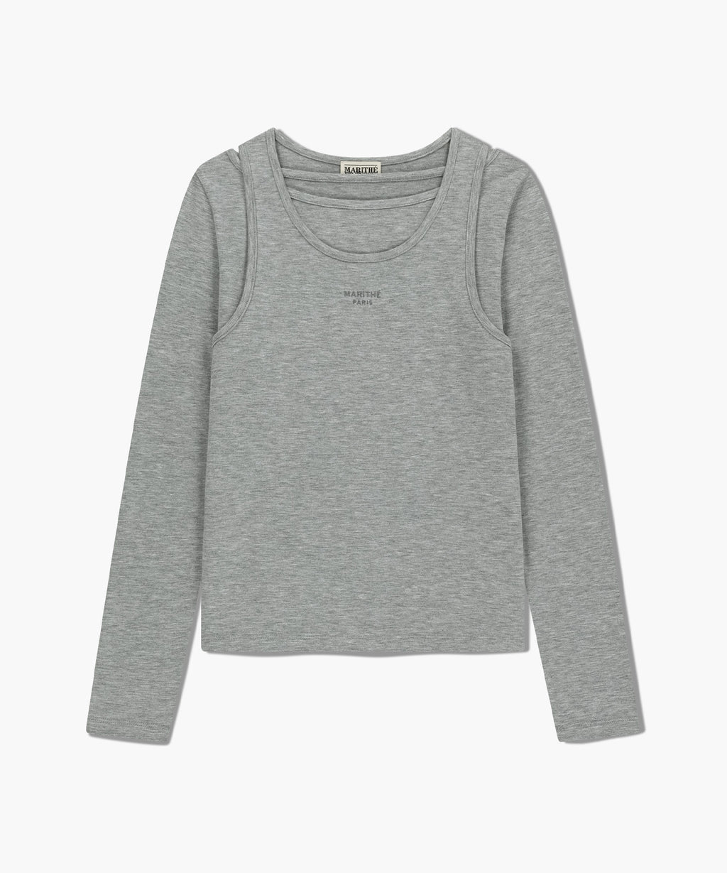 Marithe & Francois Girbaud - Layered Jersey Long Sleeve (Light Heather Gray) product image 6 | TRAB K-Fashion Australia