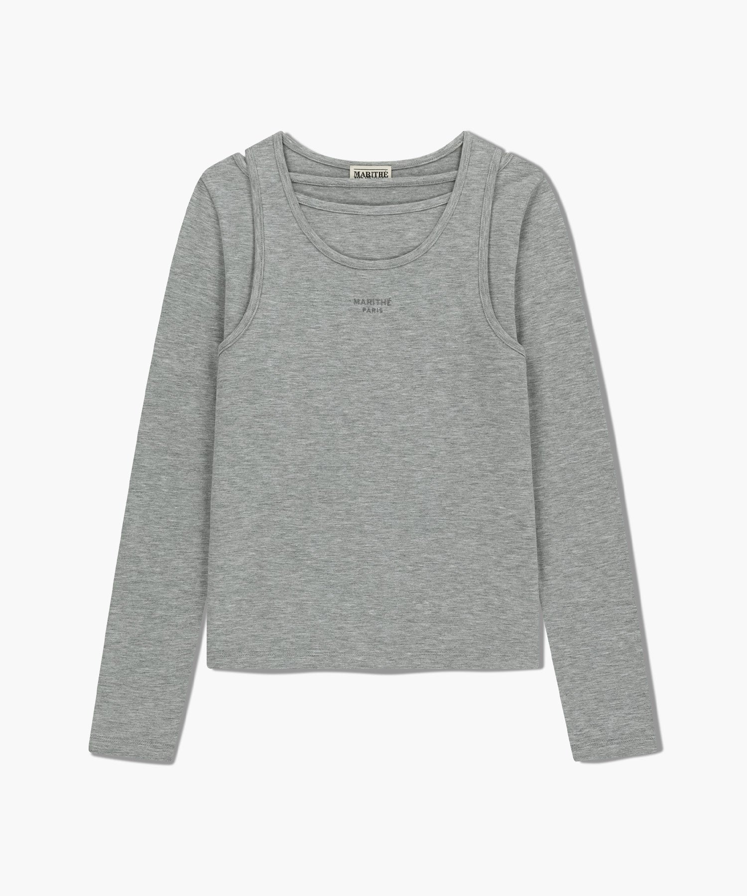 Marithe & Francois Girbaud - Layered Jersey Long Sleeve (Light Heather Gray) product image 6 | TRAB K-Fashion Australia