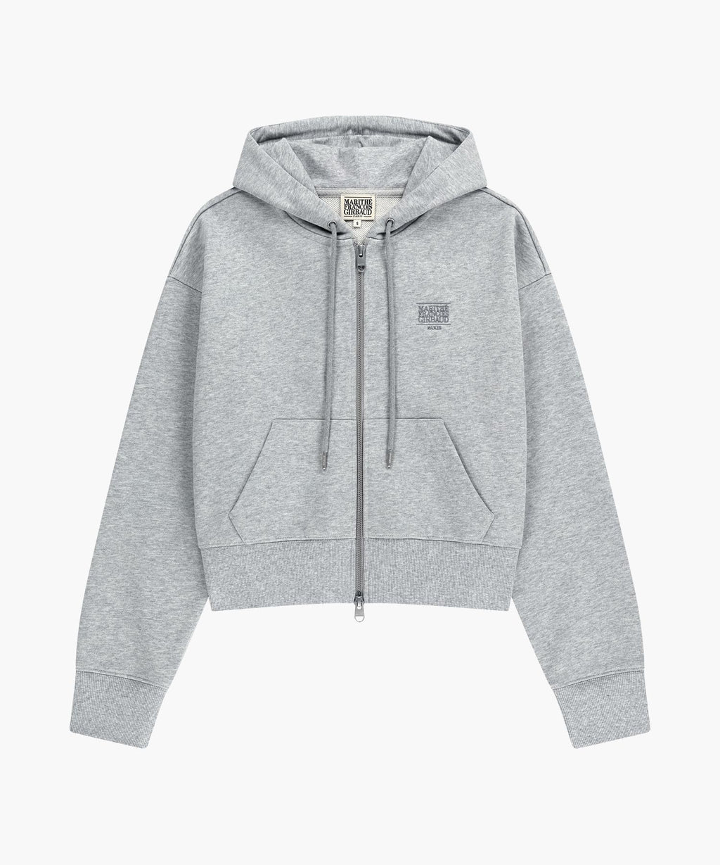 Marithe & Francois Girbaud - Back Classic Logo Crop Hoodie Zipup (Heather Gray) product image 6 | TRAB K-Fashion Australia