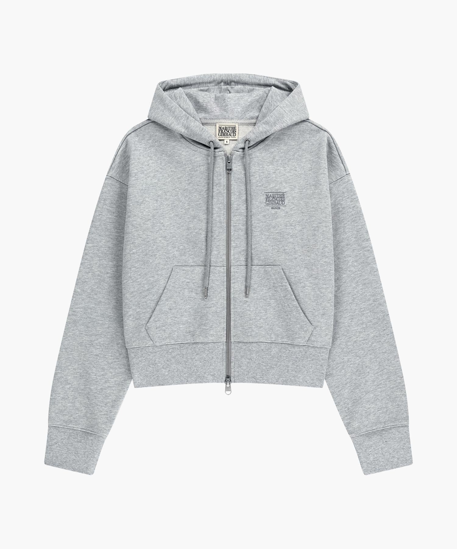 Marithe & Francois Girbaud - Back Classic Logo Crop Hoodie Zipup (Heather Gray) product image 6 | TRAB K-Fashion Australia