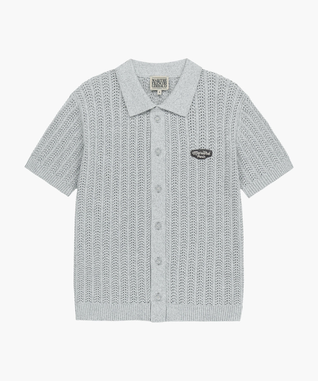 Marithe & Francois Girbaud - Wappen Crochet Half Knit Cardigan (Heather Gray) product image 6 | TRAB K-Fashion Australia