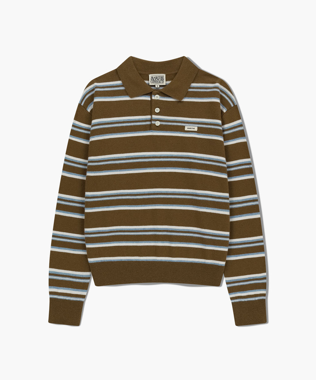 Marithe & Francois Girbaud - Regular Logo Stripe Polo Knit (Camel) product image 6 | TRAB K-Fashion Australia