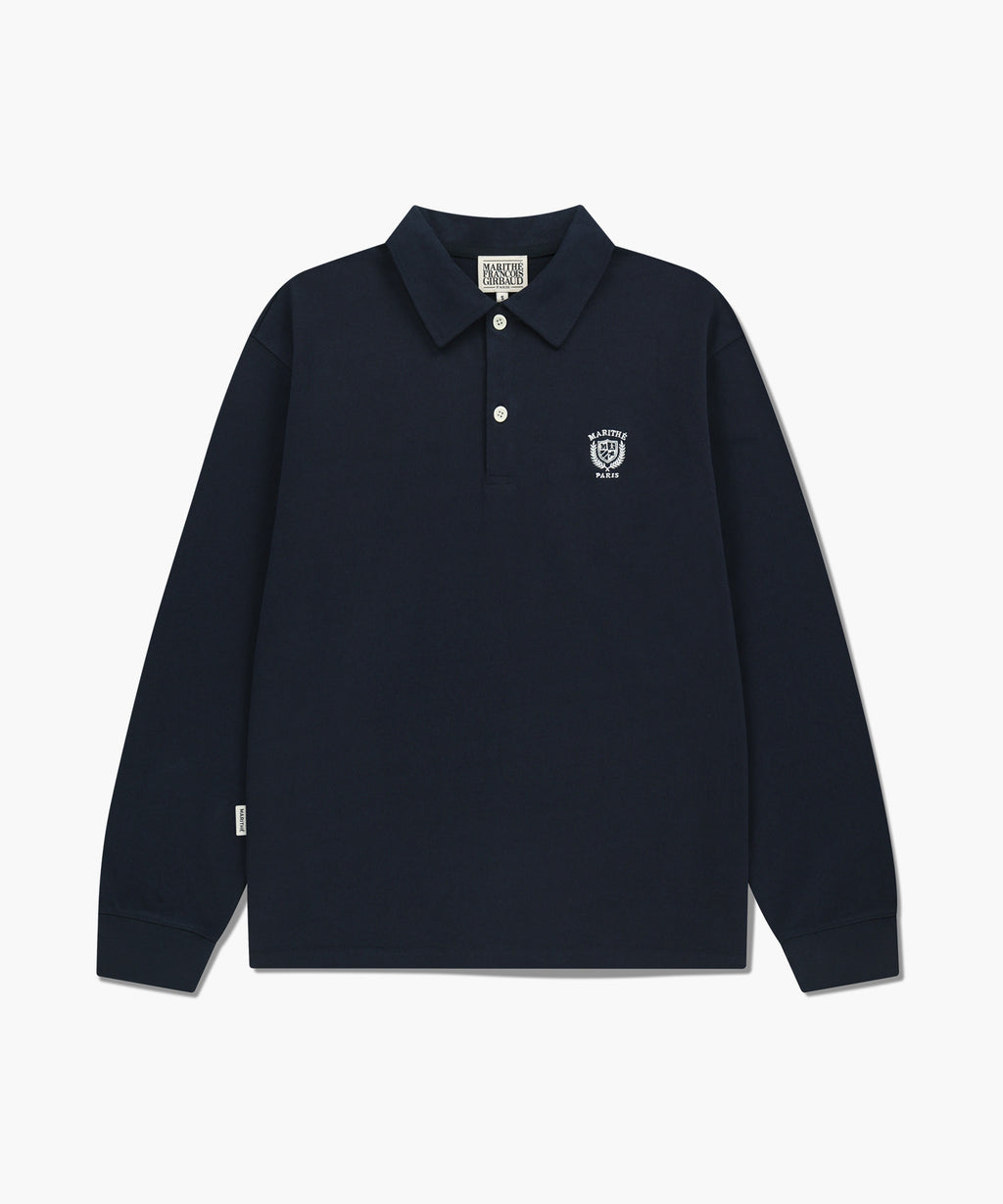 Marithe & Francois Girbaud - Crest Logo Jersey Polo Long Sleeve (Navy) product image 6 | TRAB K-Fashion Australia