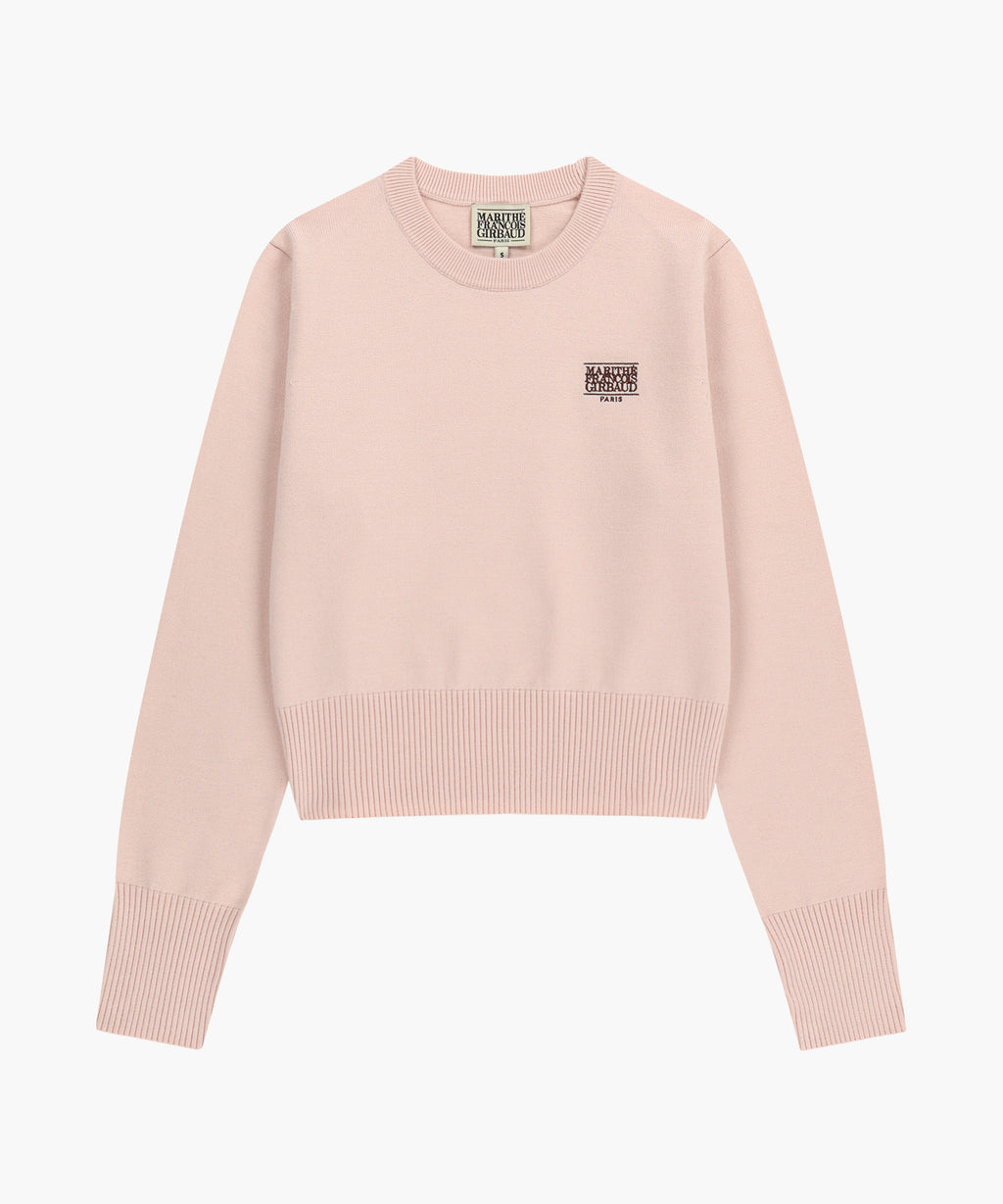 Marithe & Francois Girbaud - Small Classic Logo Crop Knit Pullover (Pink) product image 6 | TRAB K-Fashion Australia