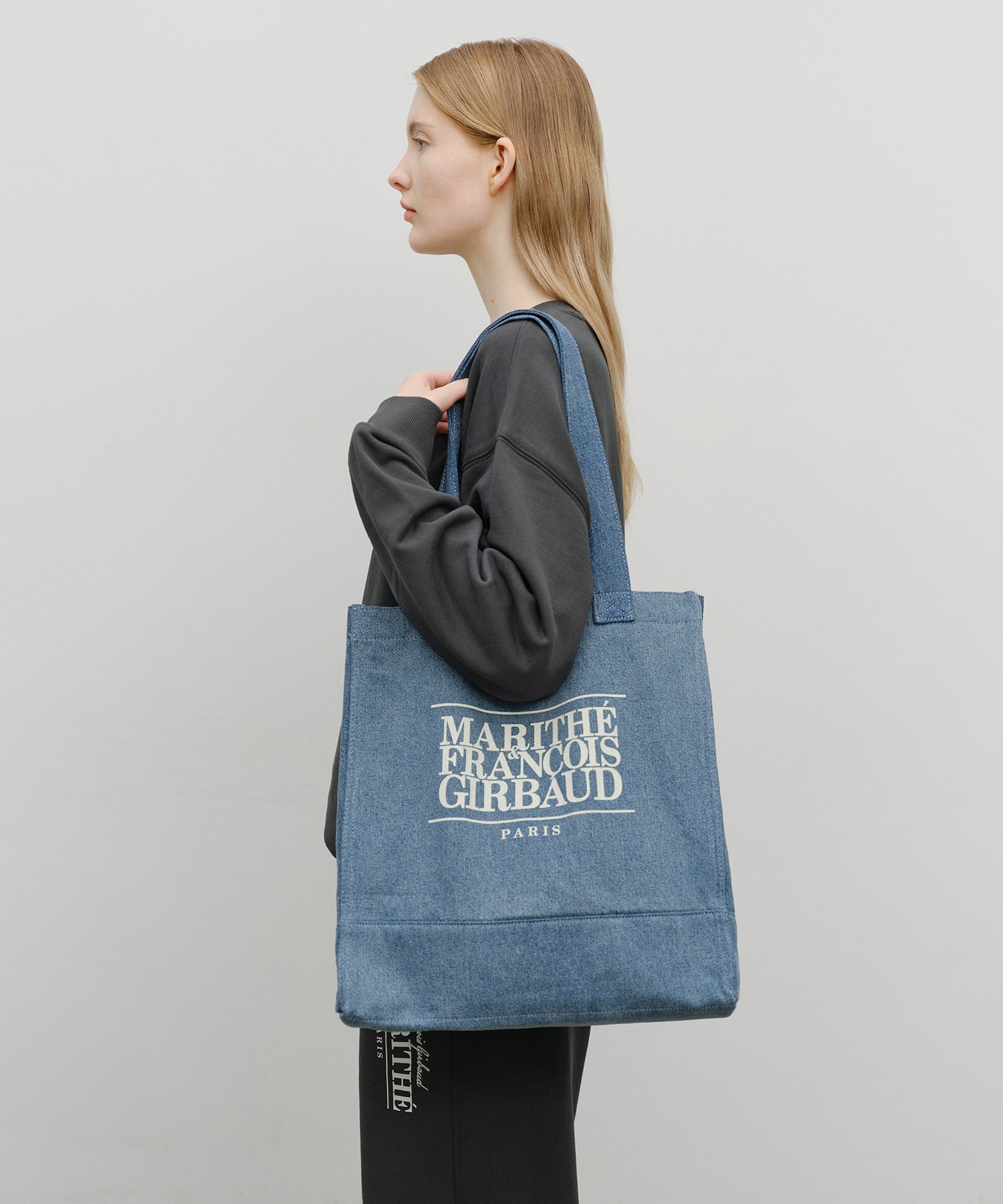 Marithe & Francois Girbaud - Classic Logo Big Shopper Bag (Light Blue) product image 6 | TRAB K-Fashion Australia