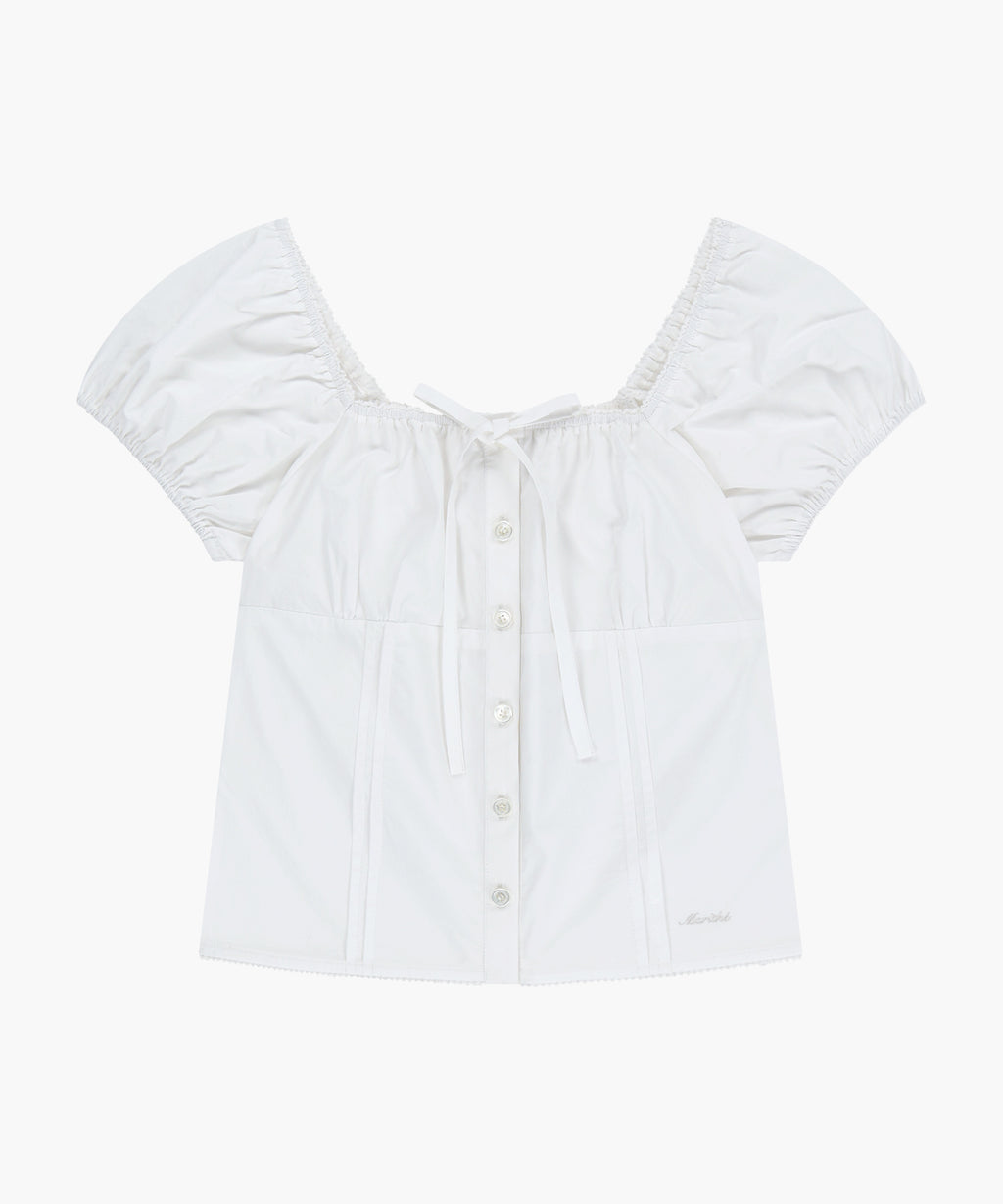 Marithe & Francois Girbaud - Cap Sleeve Ribbon Blouse (White) product image 6 | TRAB K-Fashion Australia