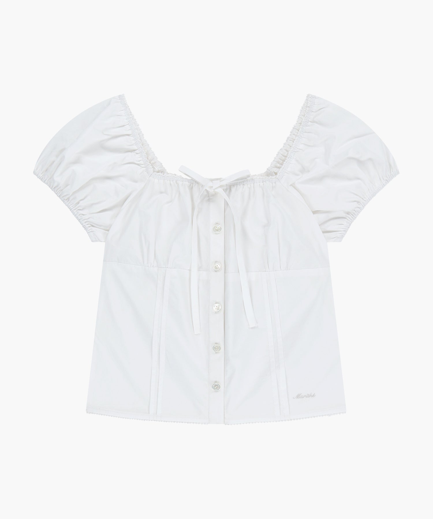 Marithe & Francois Girbaud - Cap Sleeve Ribbon Blouse (White) product image 6 | TRAB K-Fashion Australia