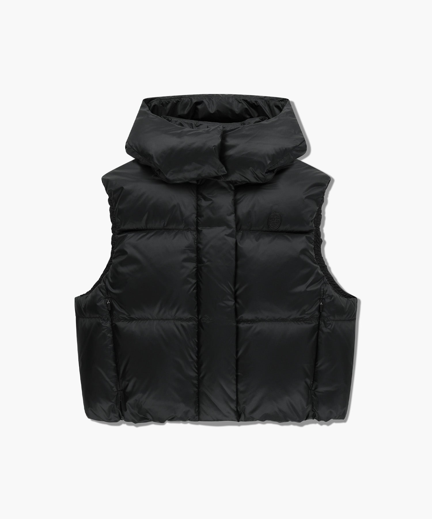 Marithe & Francois Girbaud - Circle Logo Crop Hooded Down Vest (Black) product image 6 | TRAB K-Fashion Australia