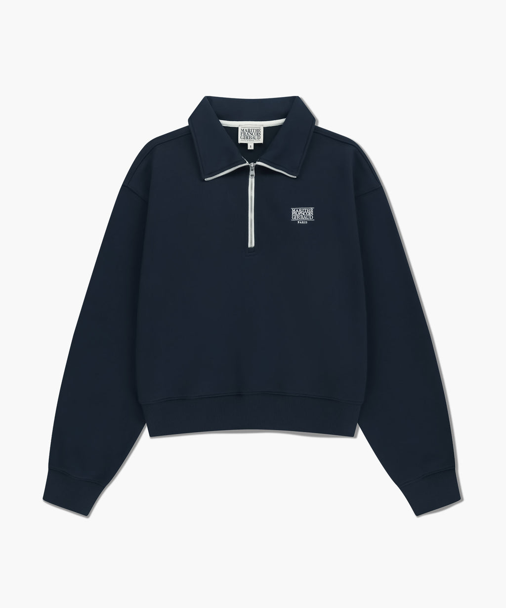 Marithe & Francois Girbaud - Classic Logo Half Zipup Crop Sweatshirt (Navy) product image 6 | TRAB K-Fashion Australia