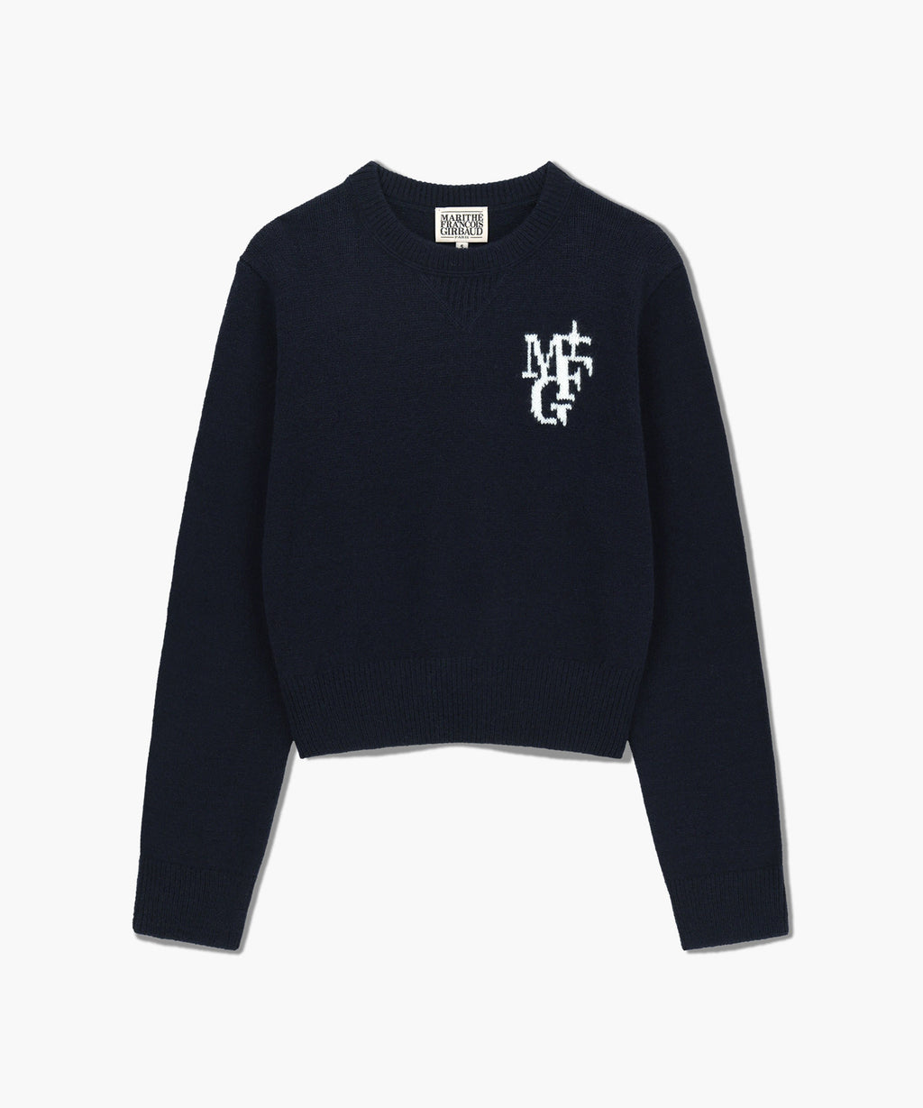 Marithe & Francois Girbaud - Marithe Sport W M+fg Logo Crop Pullover (Navy) product image 6 | TRAB K-Fashion Australia