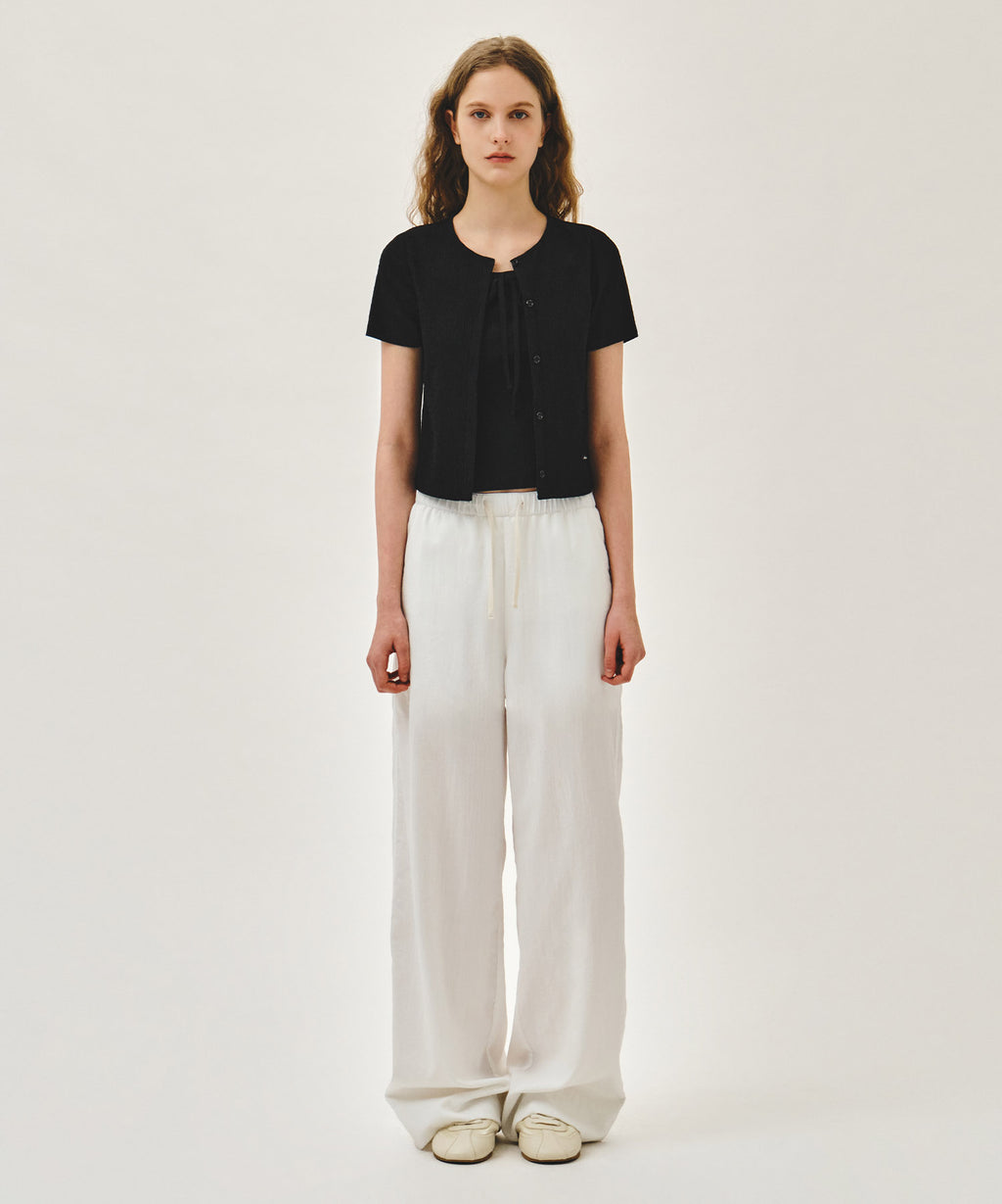 Marithe & Francois Girbaud - Crinkle Sleeveless + Cardigan Set (Black) product image 6 | TRAB K-Fashion Australia