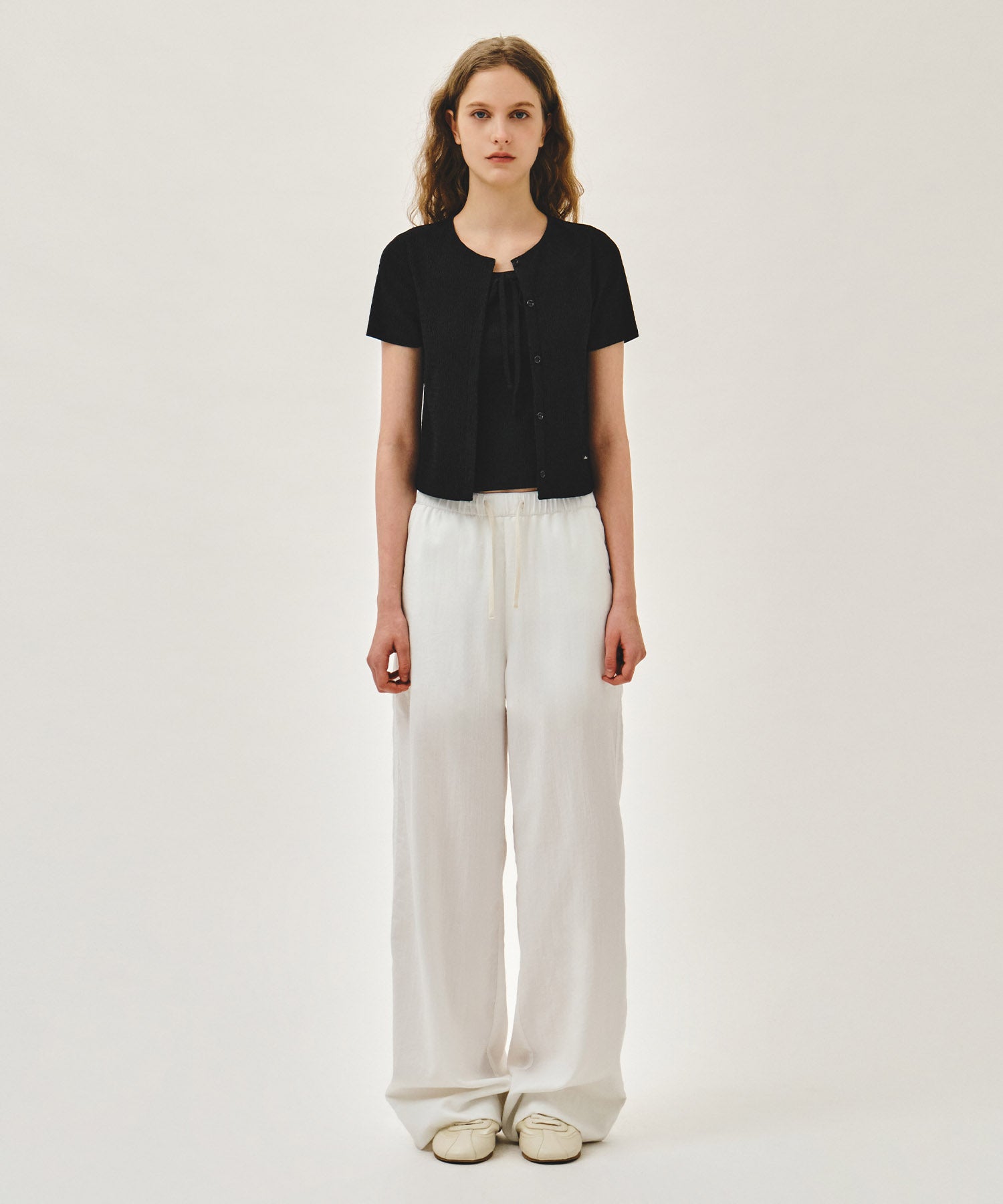 Marithe & Francois Girbaud - Crinkle Sleeveless + Cardigan Set (Black) product image 6 | TRAB K-Fashion Australia