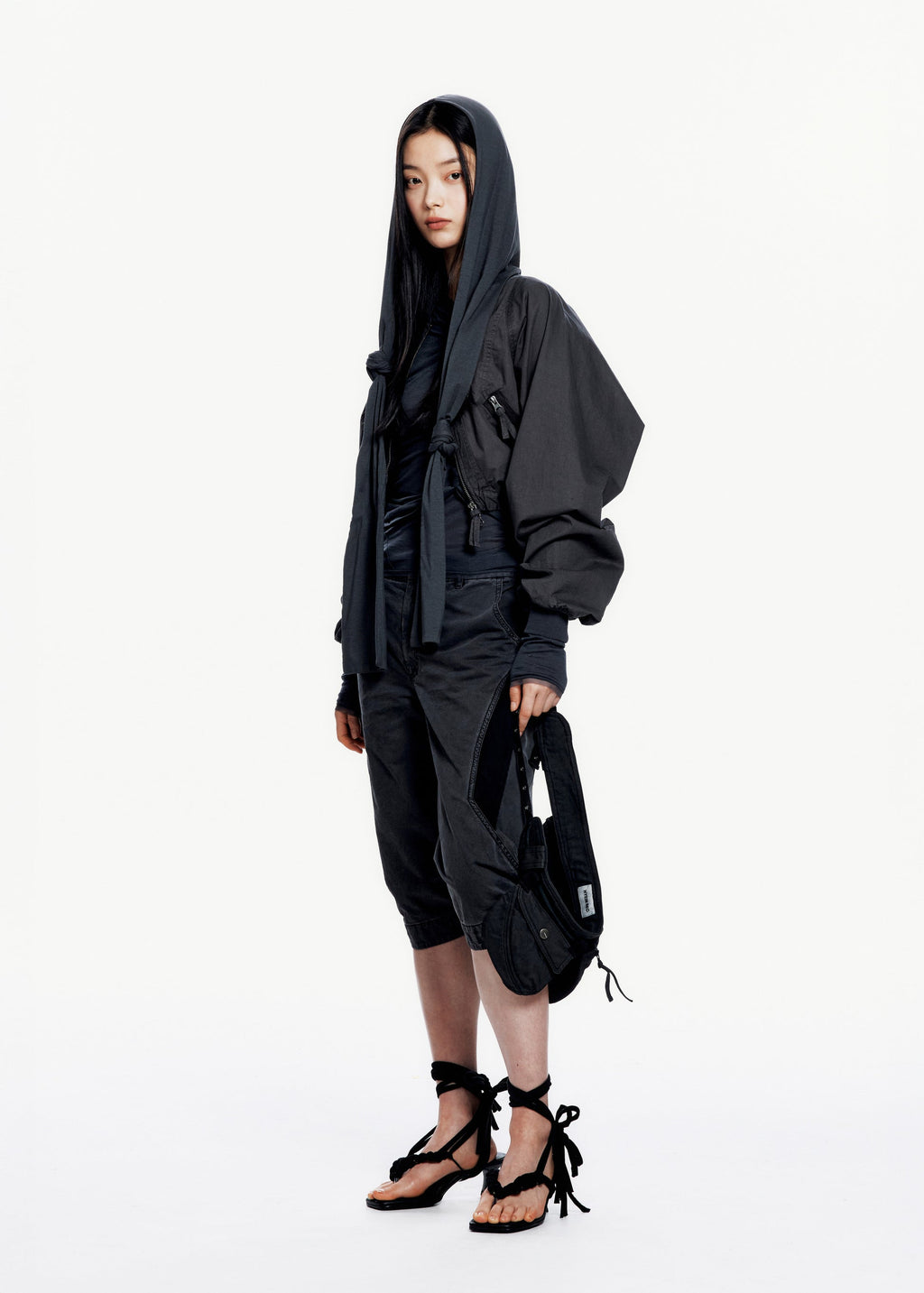 Hyein Seo - Cotton Bolero Jacket w/ Hoodie (Charcoal) product image 7 | TRAB K-Fashion Australia