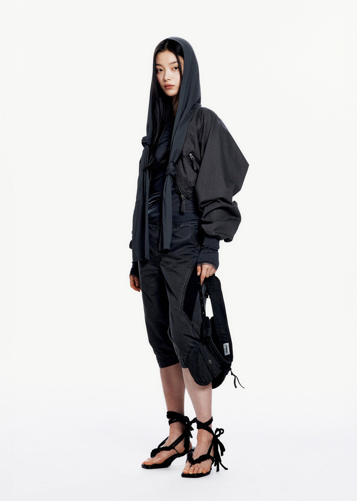 Hyein Seo - Cotton Bolero Jacket w/ Hoodie (Charcoal) product image 7 | TRAB K-Fashion Australia