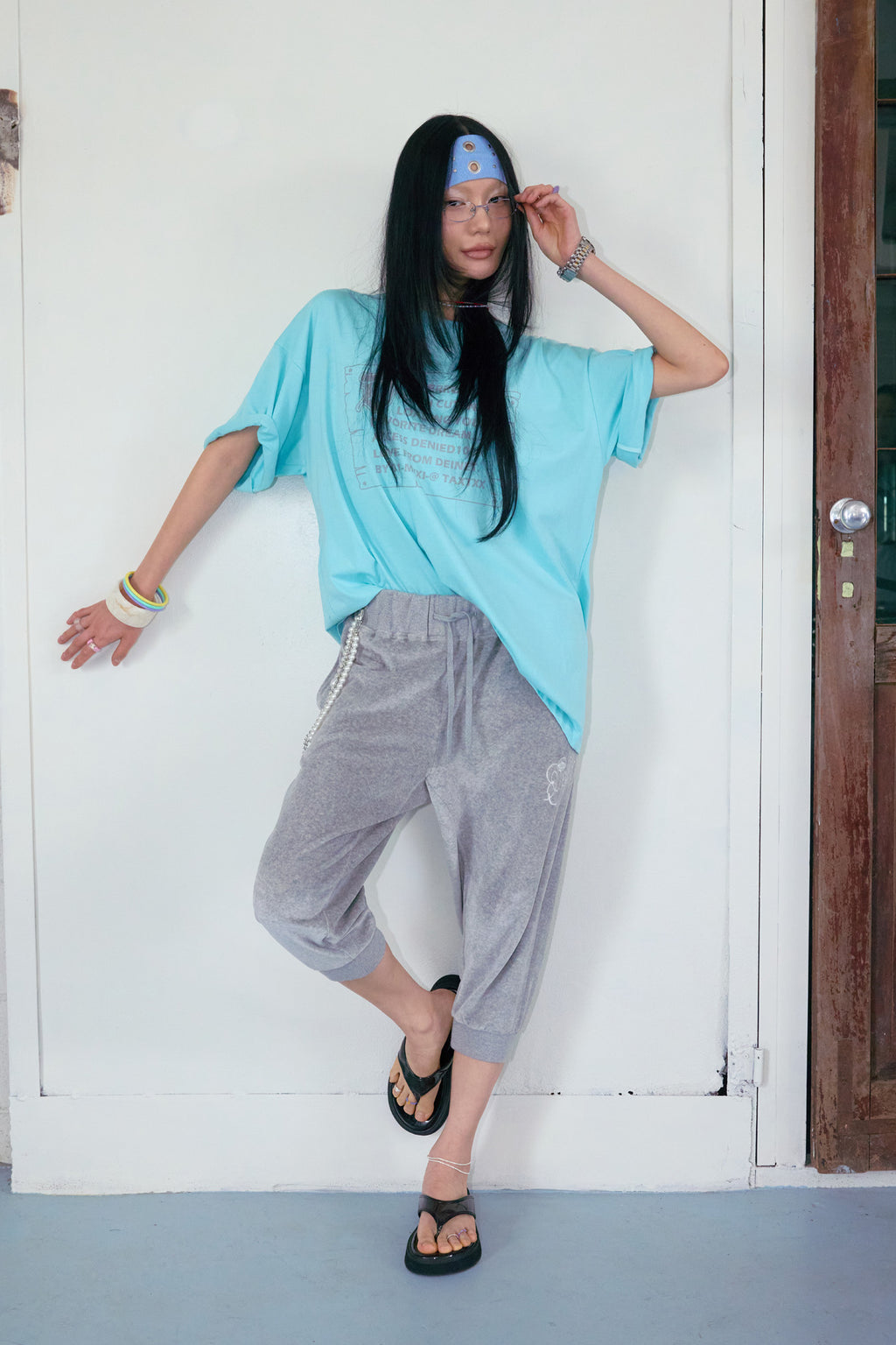 Deinet - D Lettering Graphic Oversized T-Shirt (Mint) product image 4 | TRAB K-Fashion Australia