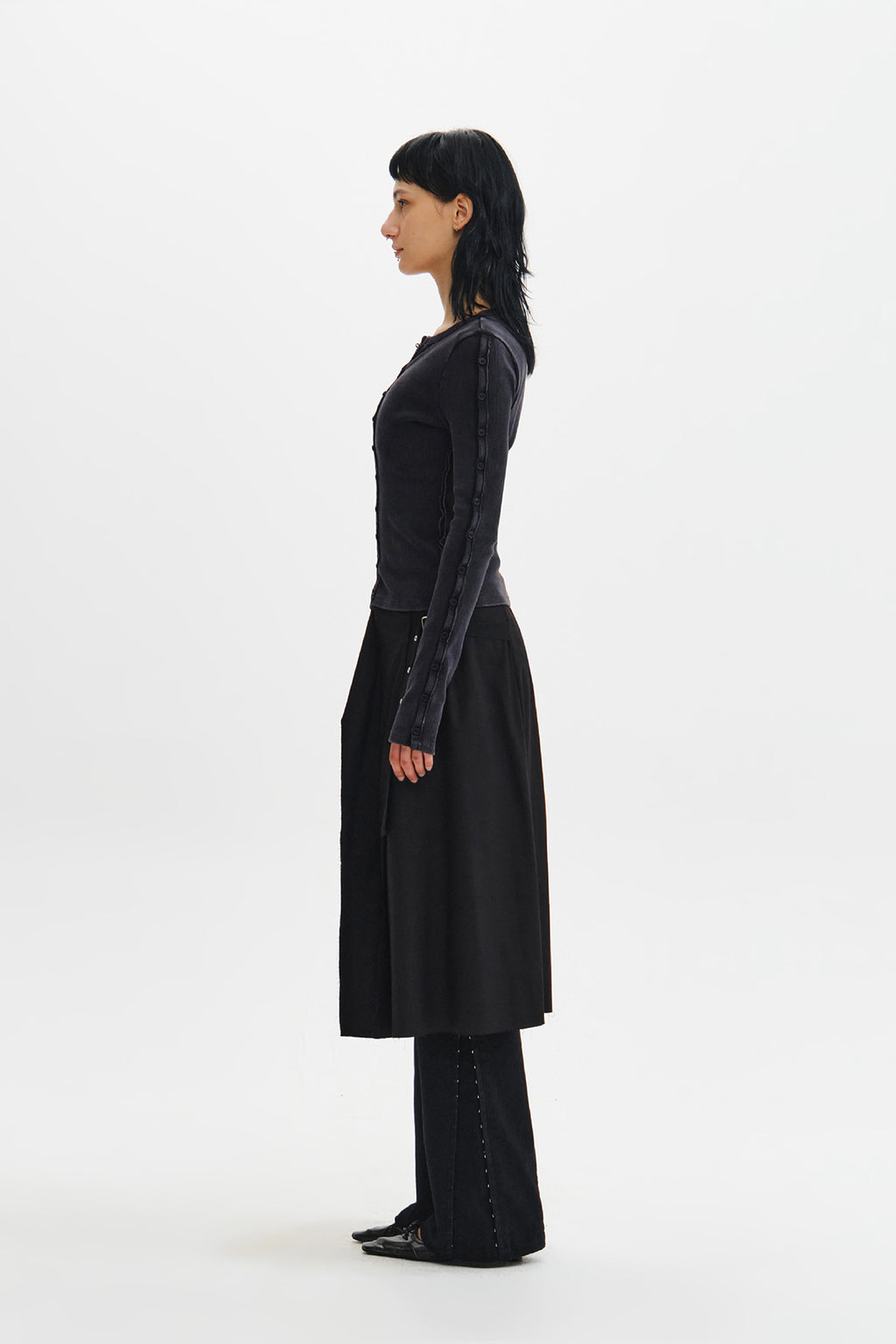 Matin Kim - Washed Rib Button Detail Top (Charcoal) product image 10 | TRAB K-Fashion Australia