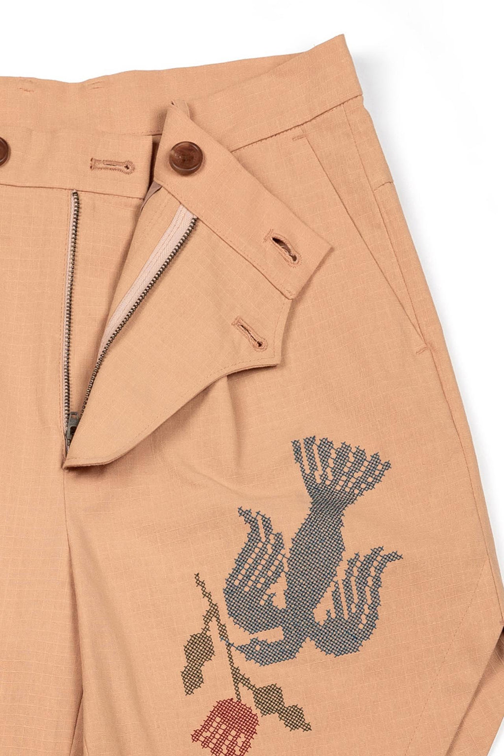 Ioedle - Migratory Bird Cross-Stitch Shorts (Orange) product image 6 | TRAB K-Fashion Australia