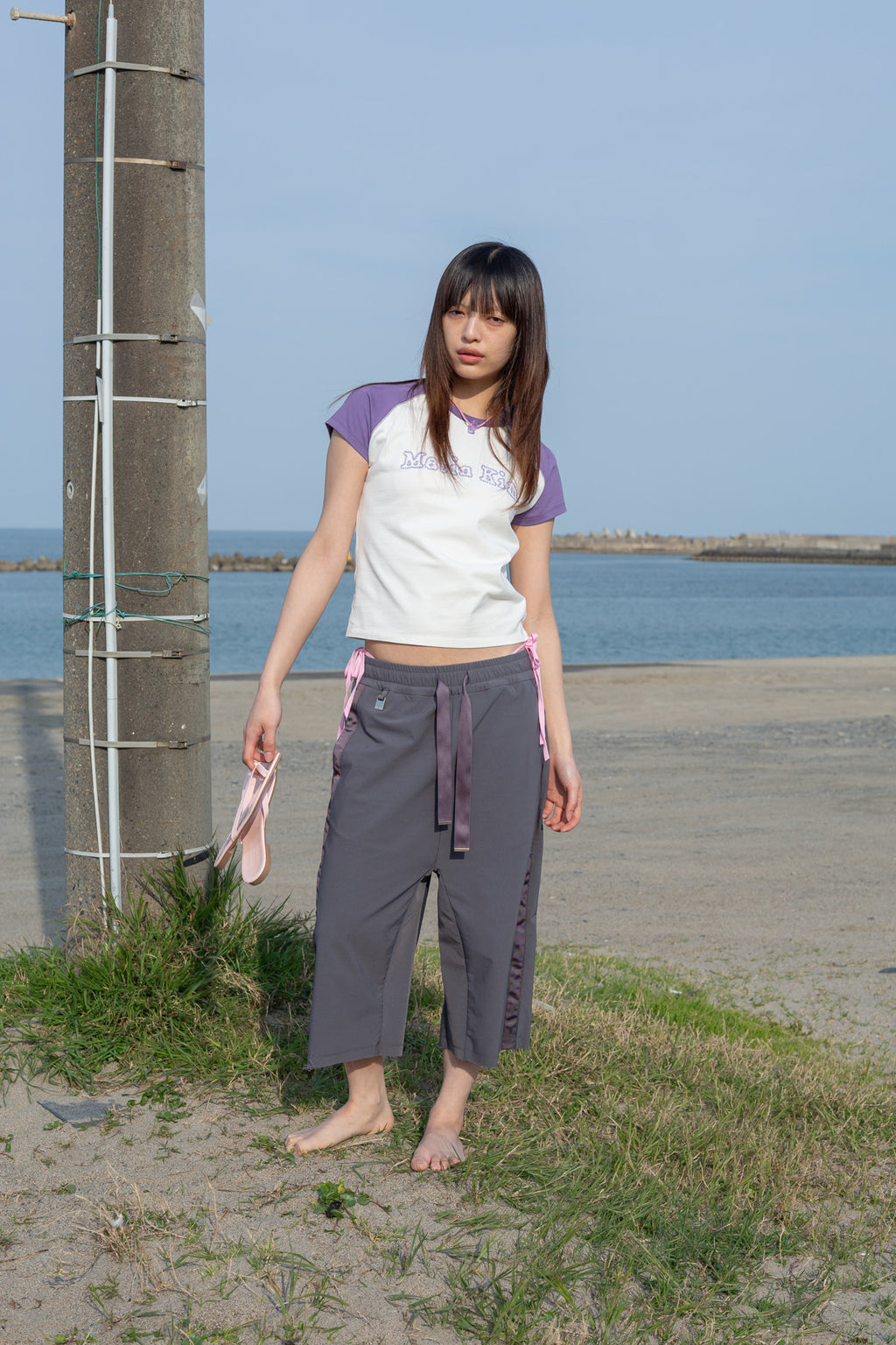 Matin Kim - Flower Stitch Raglan Logo Top (Purple) product image 5 | TRAB K-Fashion Australia