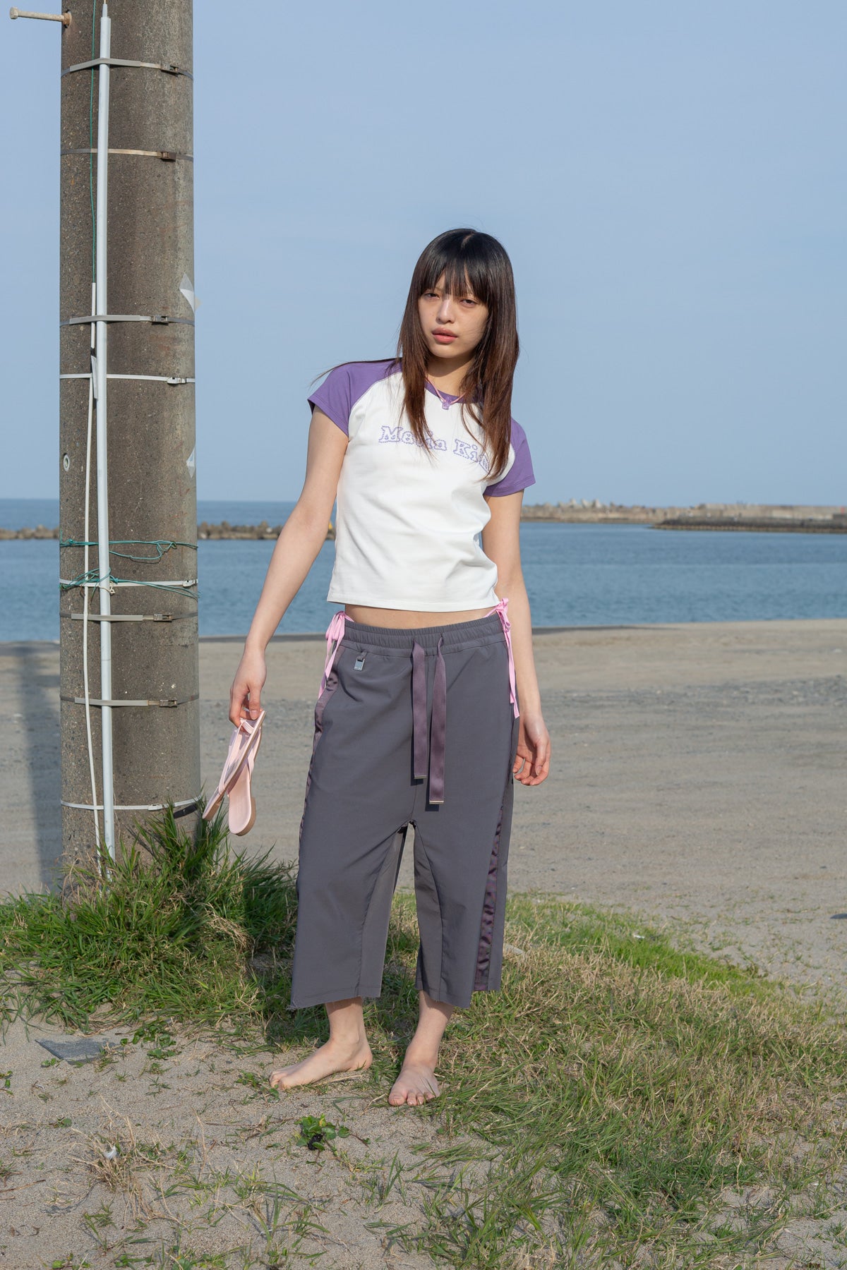 Matin Kim - Flower Stitch Raglan Logo Top (Purple) product image 5 | TRAB K-Fashion Australia