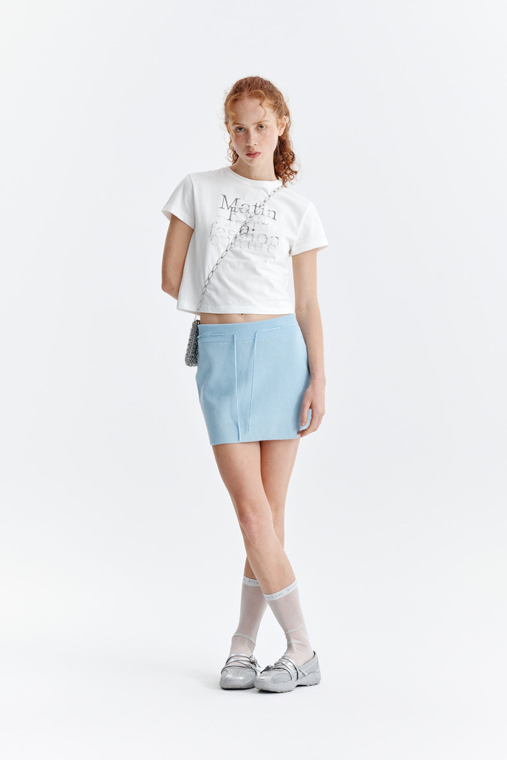 Matin Kim - Dusty Typo Graphic Crop Top (White) product image 9 | TRAB K-Fashion Australia