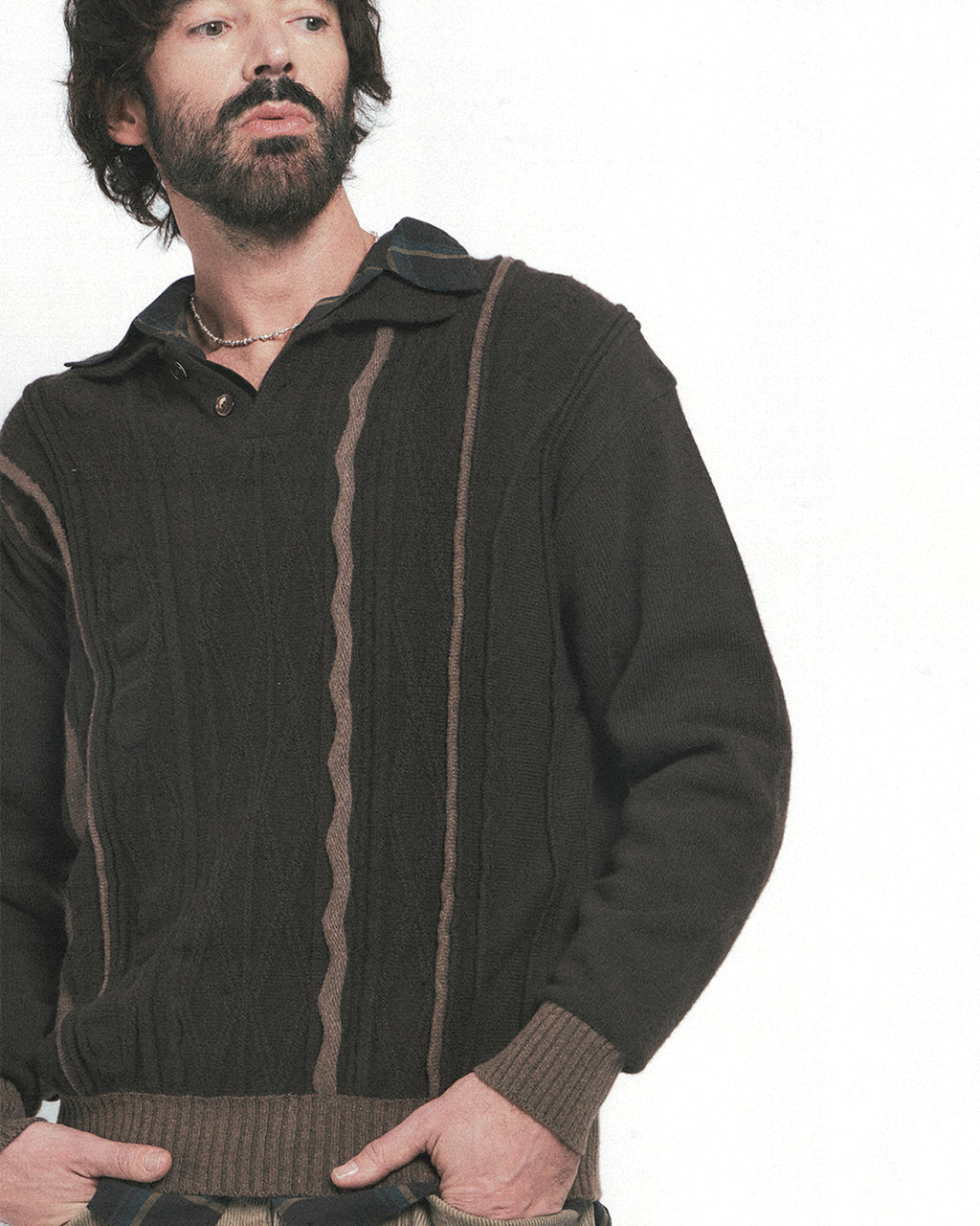 Eastlogue - Asymmetrical Cable Knit (Brown) product image 2 | TRAB K-Fashion Australia