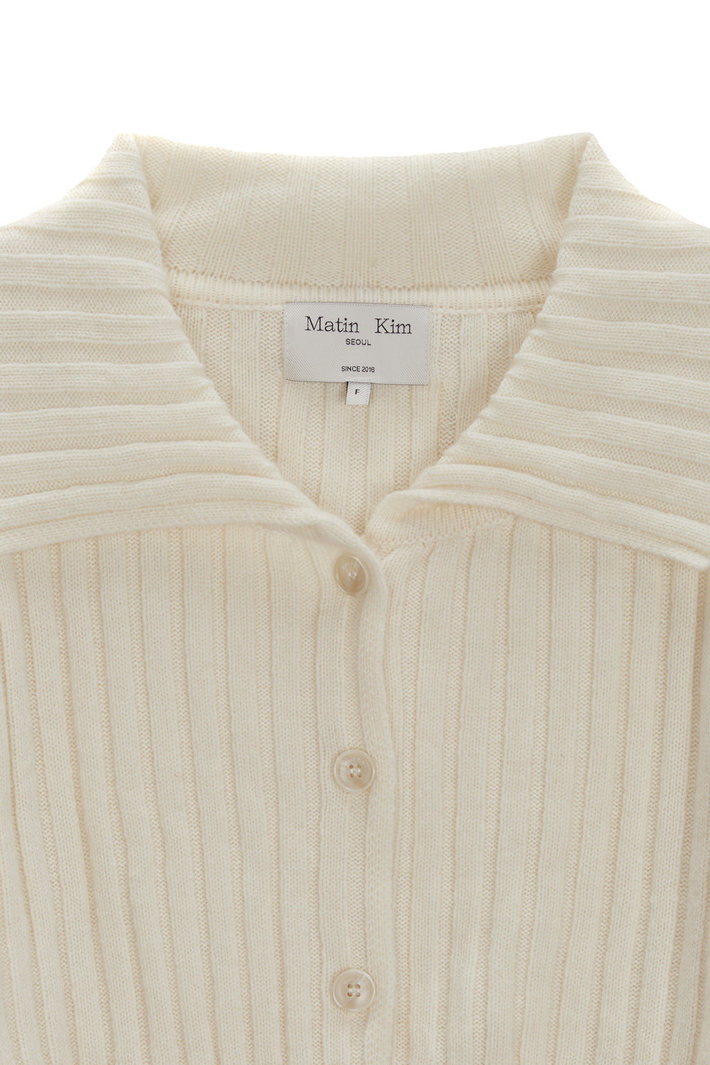 Matin Kim - Semi Crop Knit Button Cardigan (Ivory) product image 3 | TRAB K-Fashion Australia