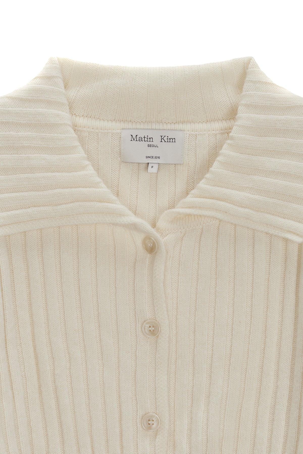Matin Kim - Semi Crop Knit Button Cardigan (Ivory) product image 3 | TRAB K-Fashion Australia