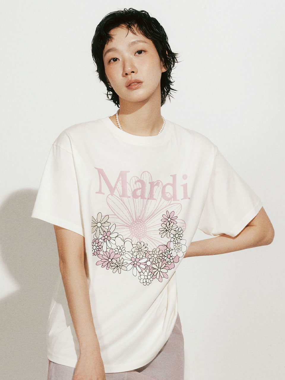 Mardi Mercredi - Tshirt Flowermardi Jardin (Cream Pinklavender) product image 1 | TRAB K-Fashion Australia