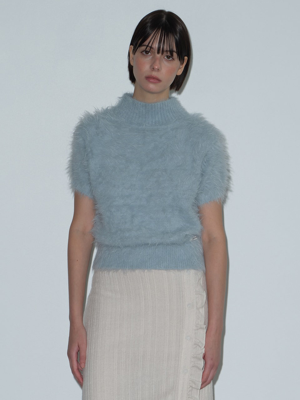 Margarin Fingers - Hairy High Neck Knit (Light Blue) product image 1 | TRAB K-Fashion Australia