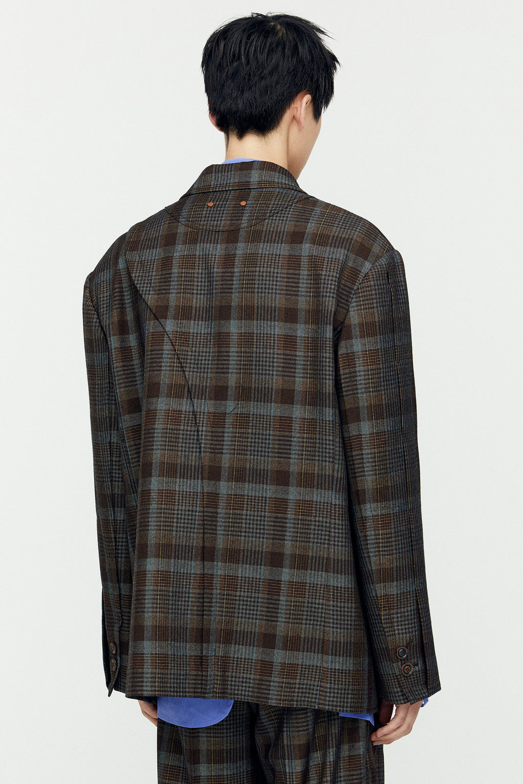 Andersson Bell - Soe Check Wrap Double Breasted Jacket (Brown) product image 4 | TRAB K-Fashion Australia