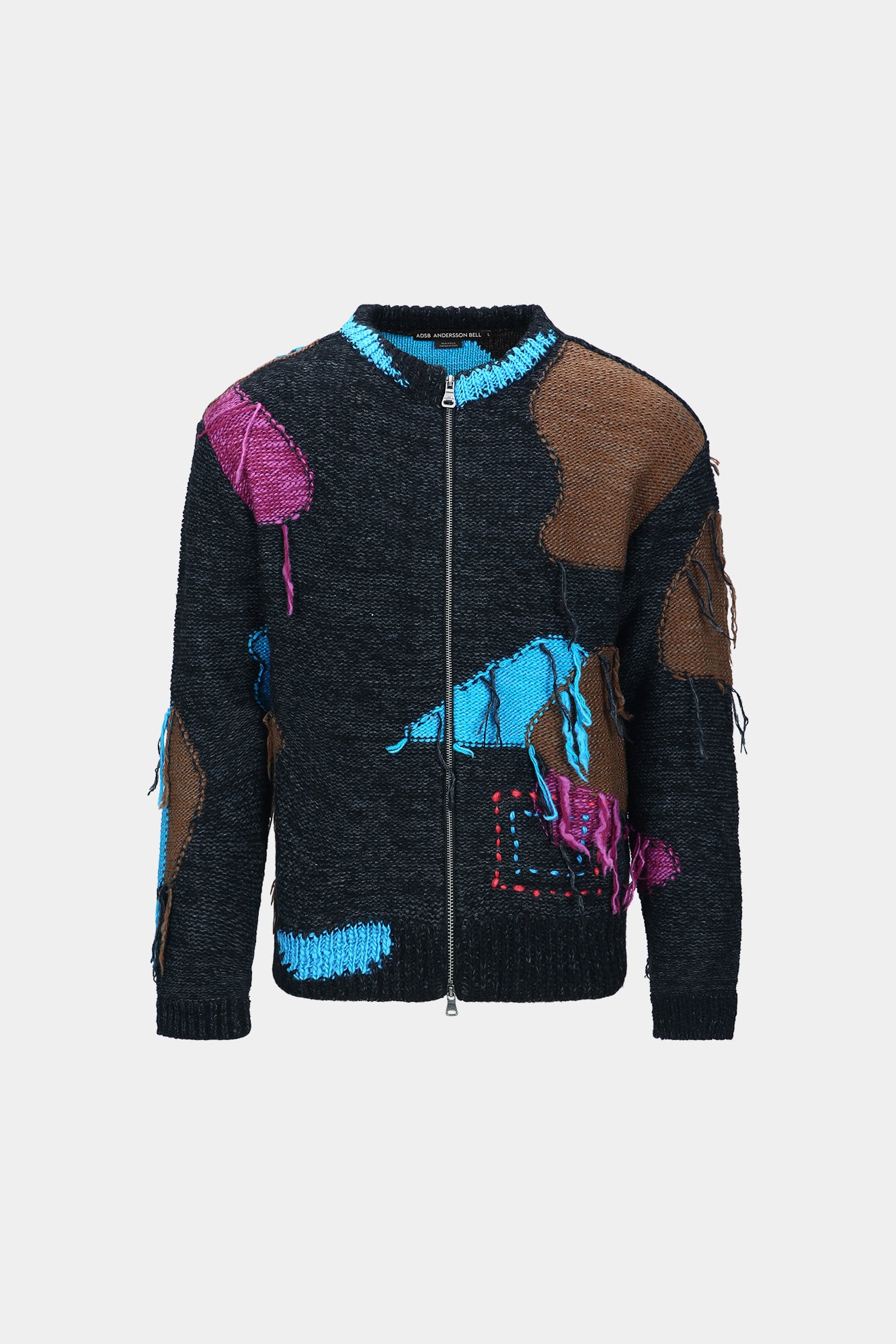 Andersson Bell - Unisex Intarisa Zip-Up Crewneck Sweater (Black) product image 8 | TRAB K-Fashion Australia